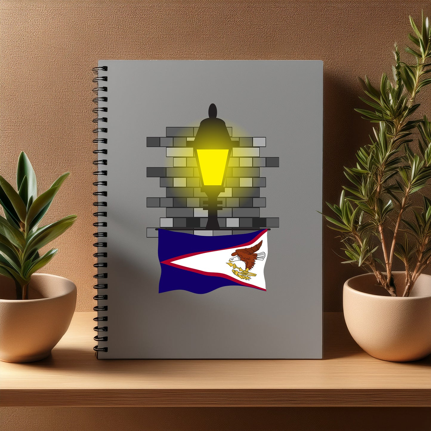 American Samoa Street Lamp Bricks Notebook