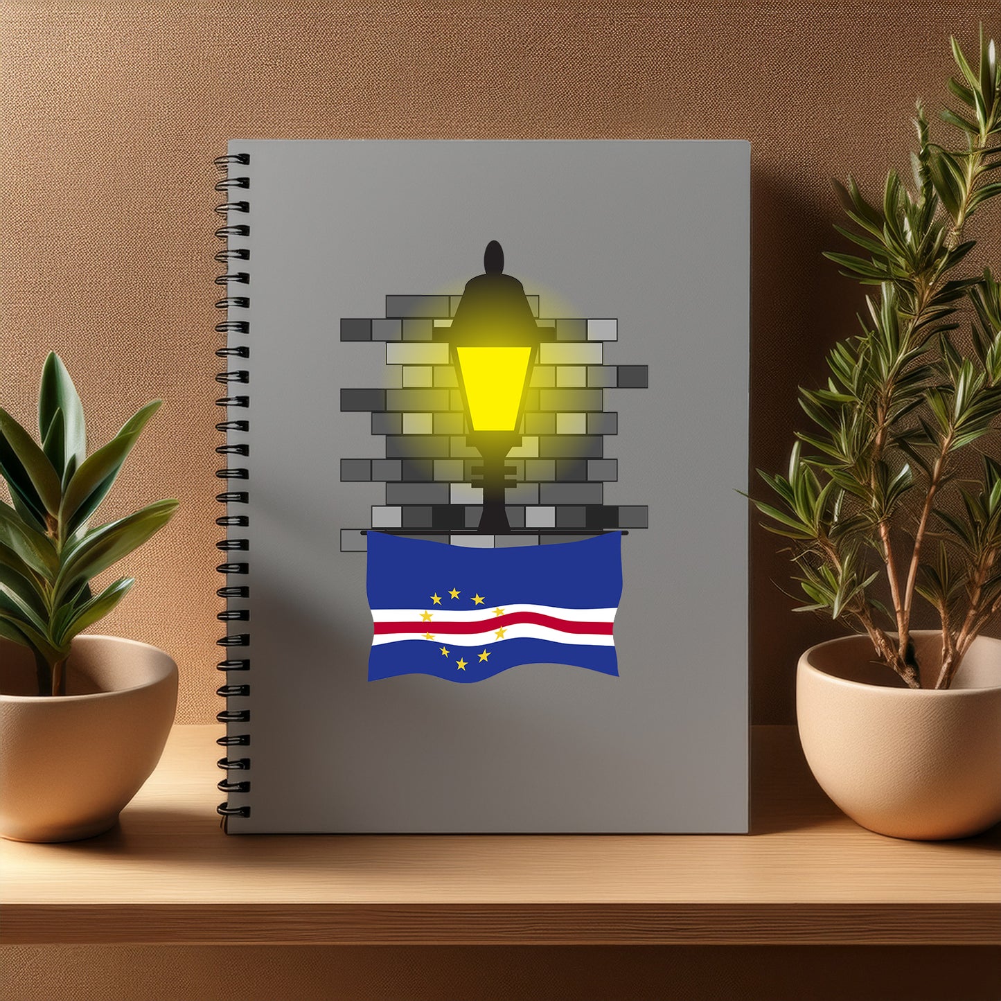 Cape Verde Street Lamp Bricks Notebook