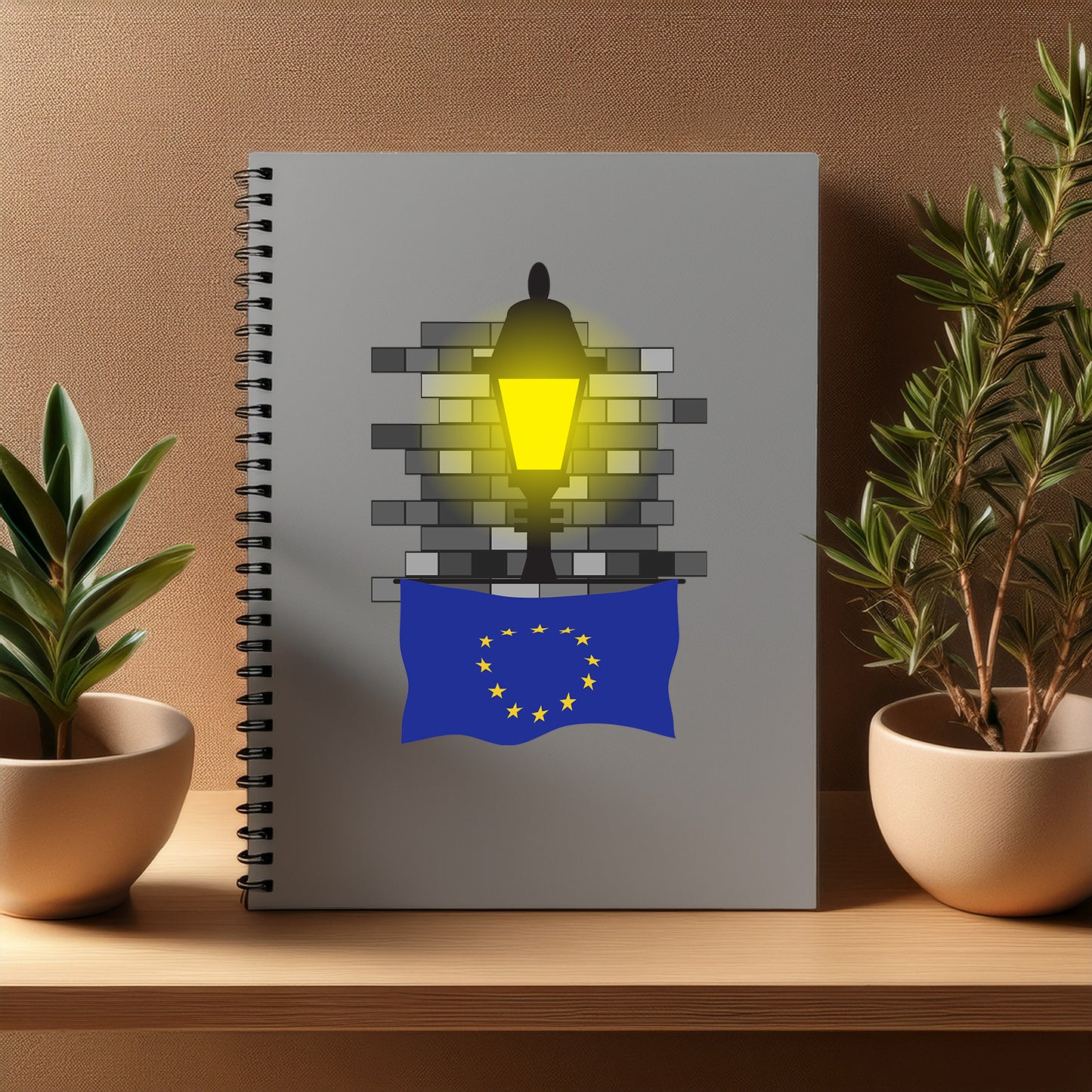 European Union Street Lamp Bricks Notebook