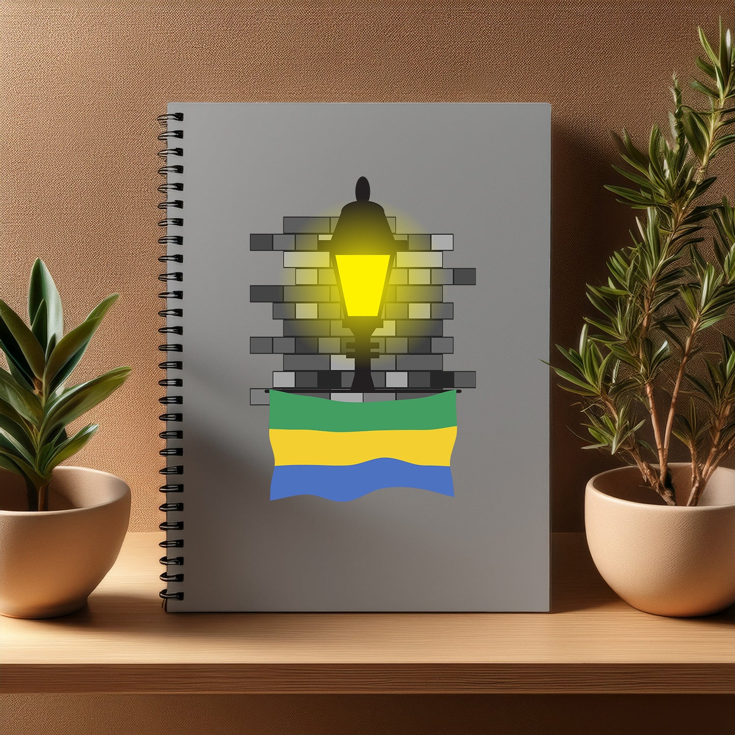 Gabon Street Lamp Bricks Notebook