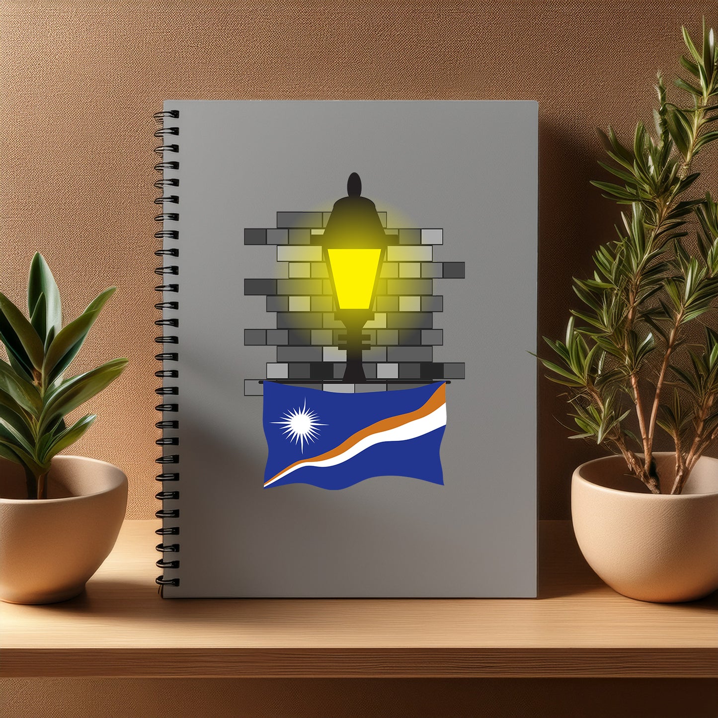 Marshall Islands Street Lamp Bricks Notebook