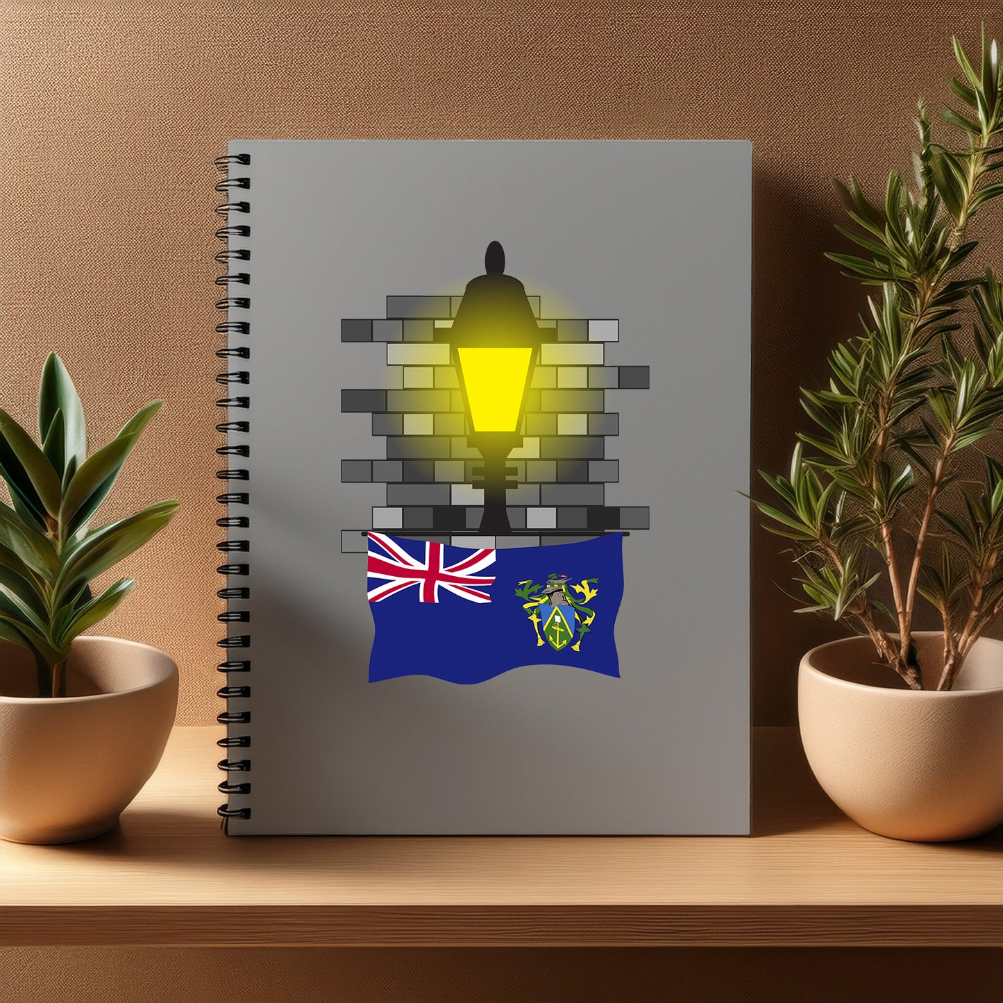 Pitcairn Islands Street Lamp Bricks Notebook