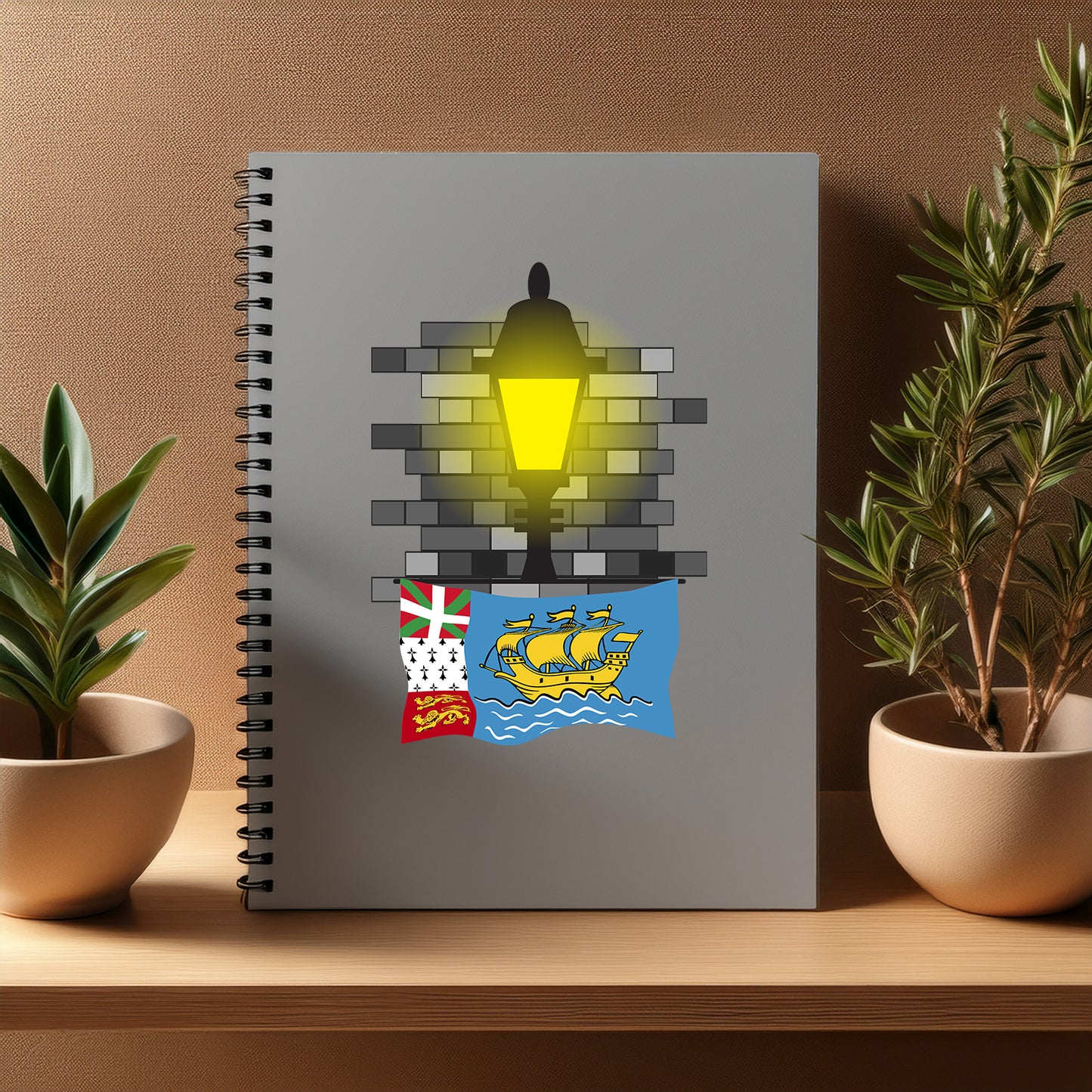 Saint Pierre and Miquelon Street Lamp Bricks Notebook
