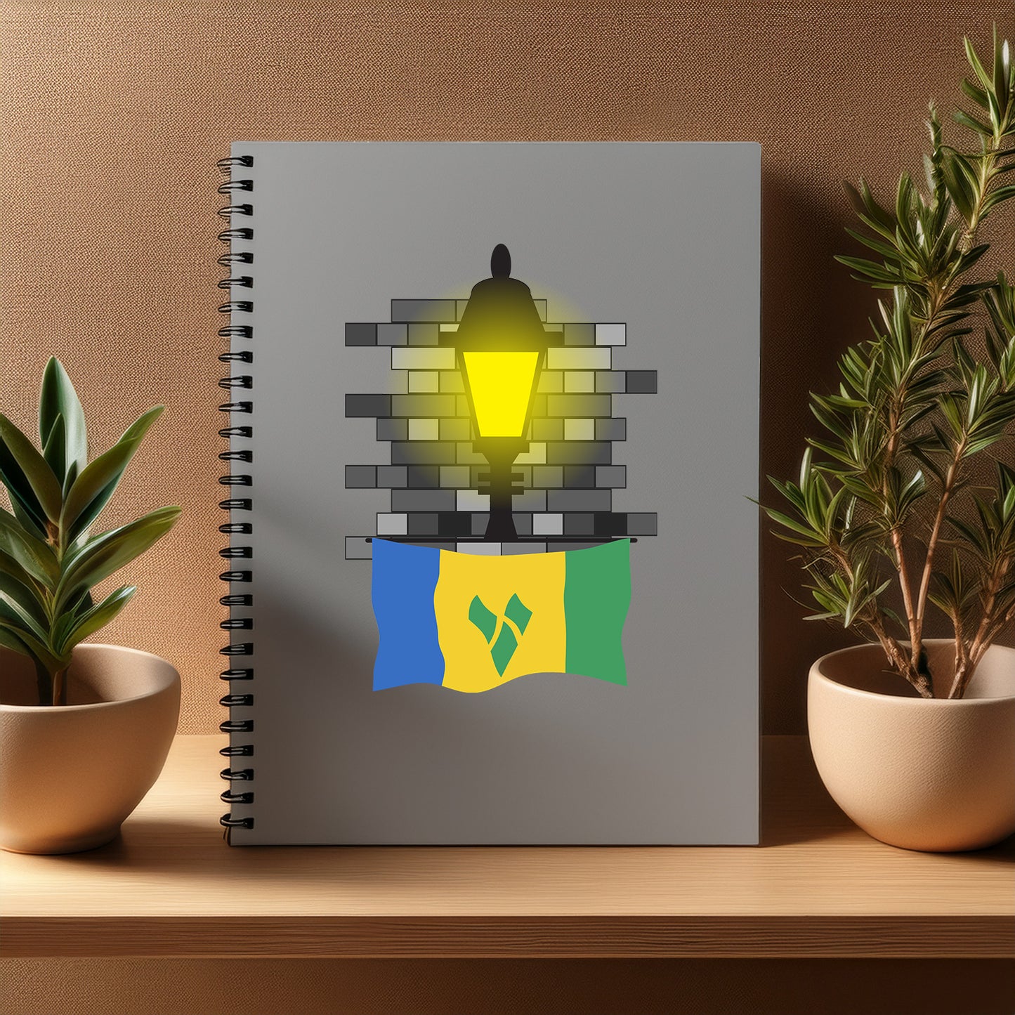 Saint Vincent and the Grenadines Street Lamp Bricks Notebook