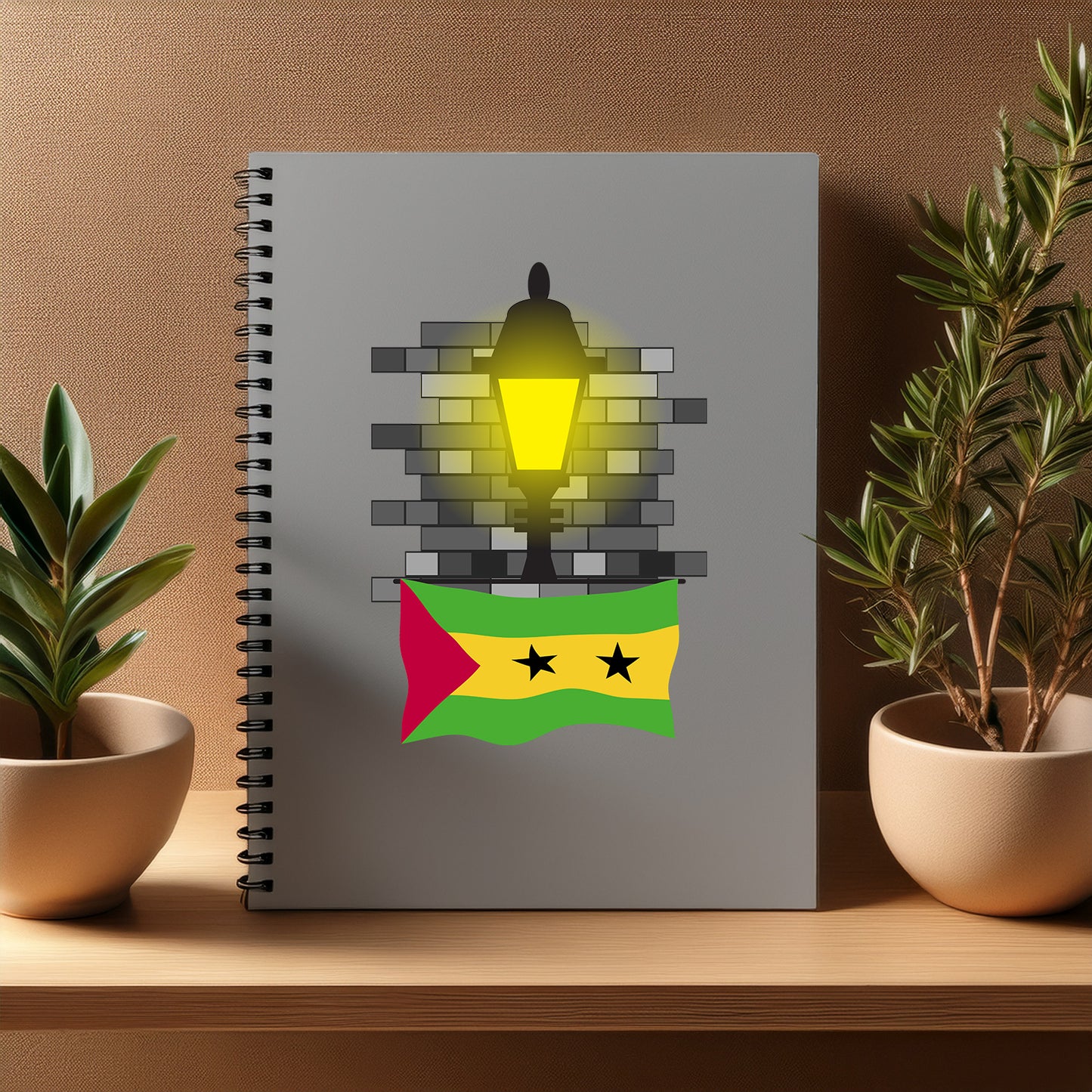 Sao Tome and Principe Street Lamp Bricks Notebook