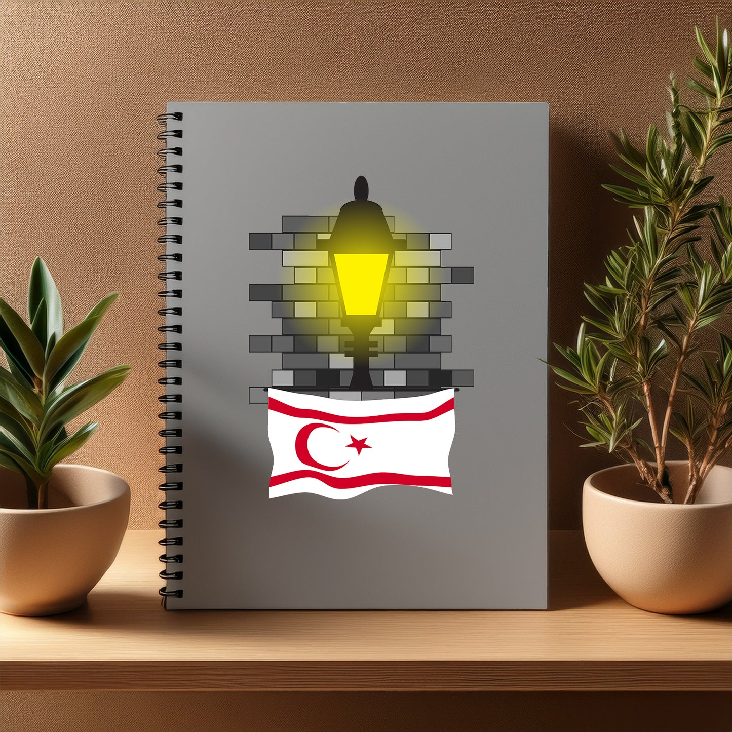 Turkish Republic of Northern Cyprus Street Lamp Bricks Notebook