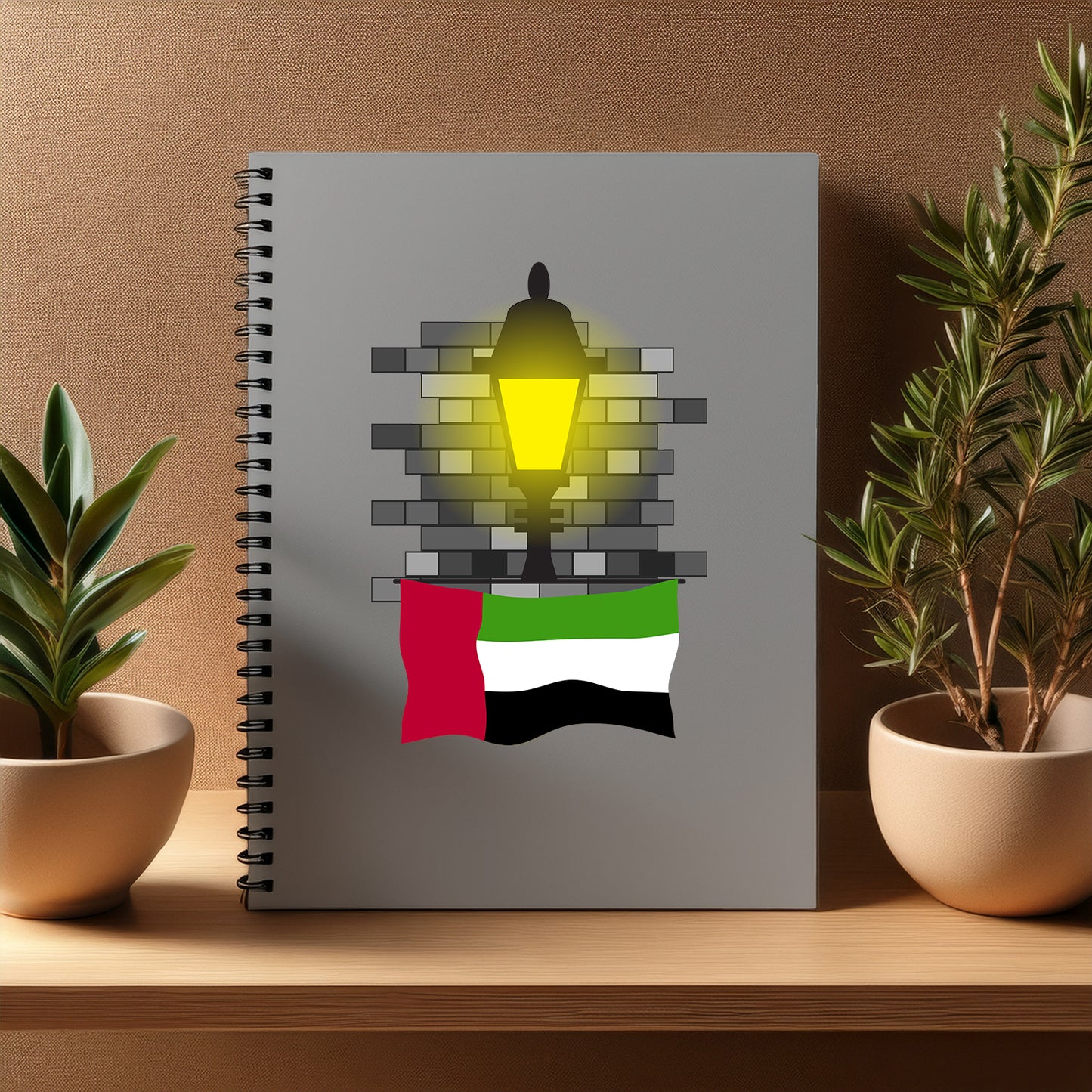 United Arab Emirates Street Lamp Bricks Notebook