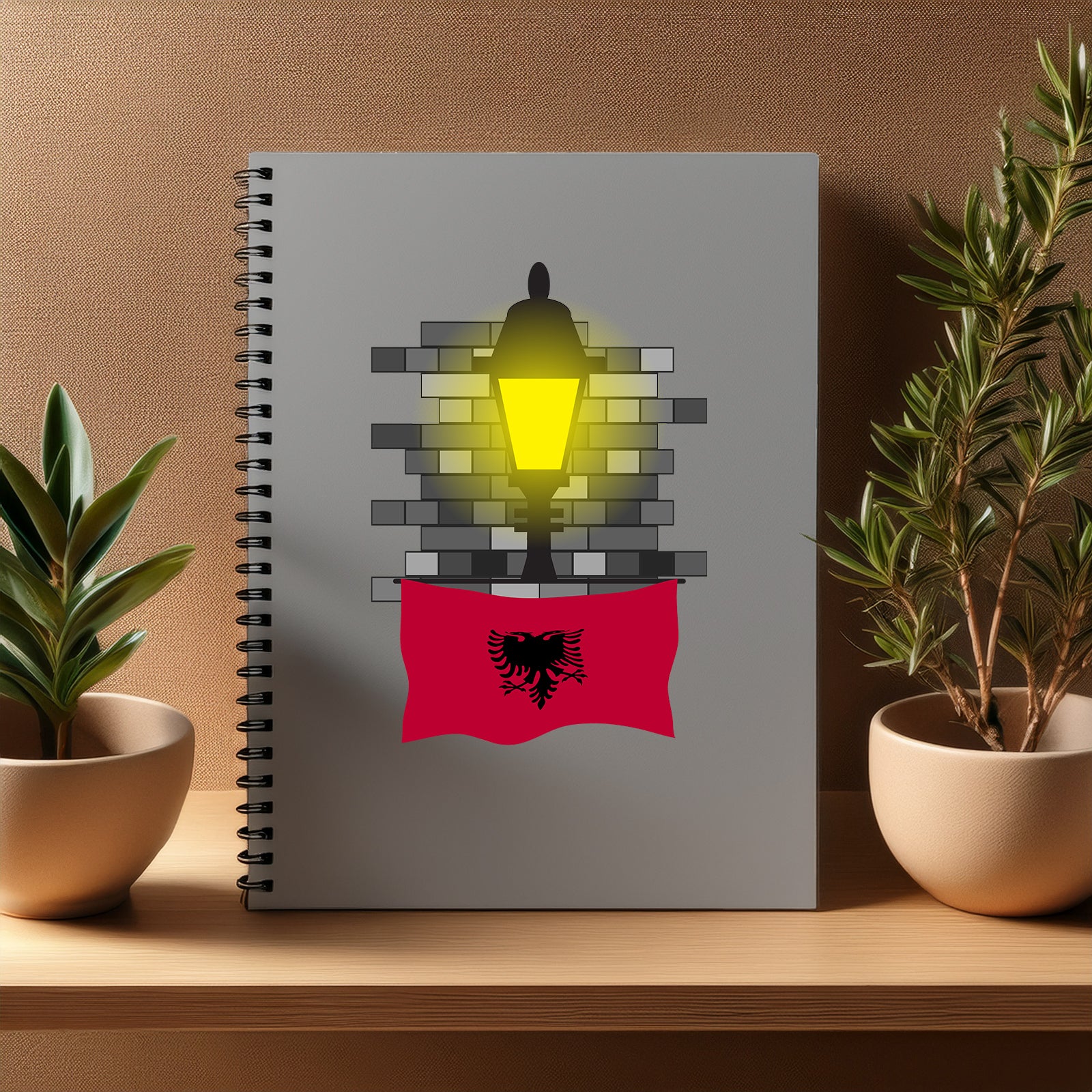 Albania  Street Lamp Bricks Notebook