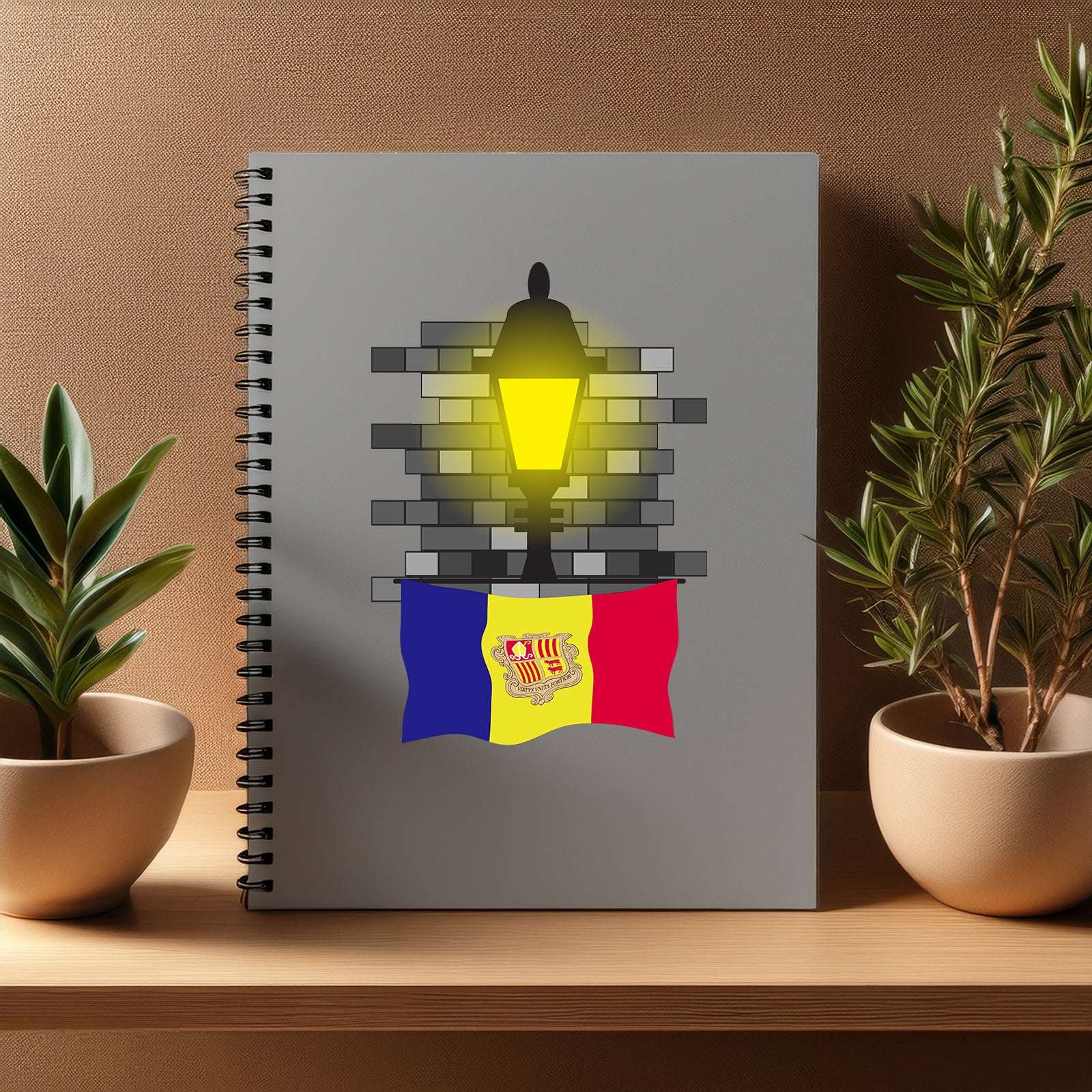 Andorra  Street Lamp Bricks Notebook