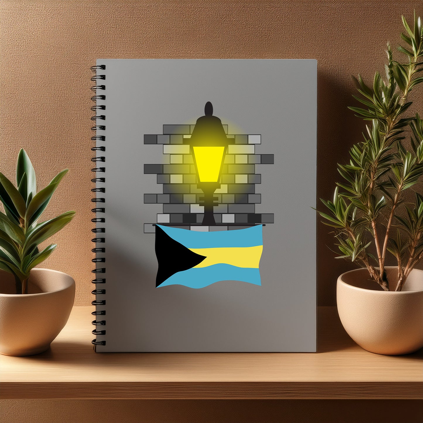 Bahamas  Street Lamp Bricks Notebook