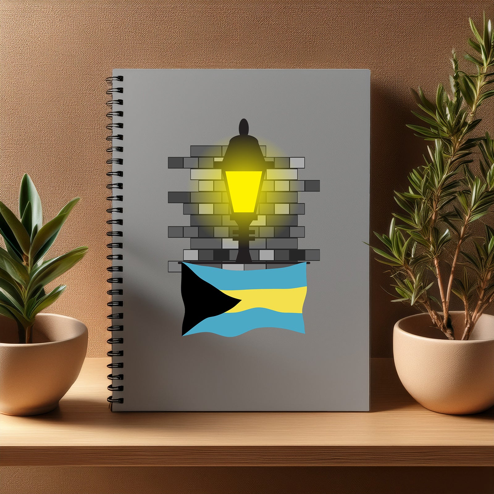 Bahamas  Street Lamp Bricks Notebook