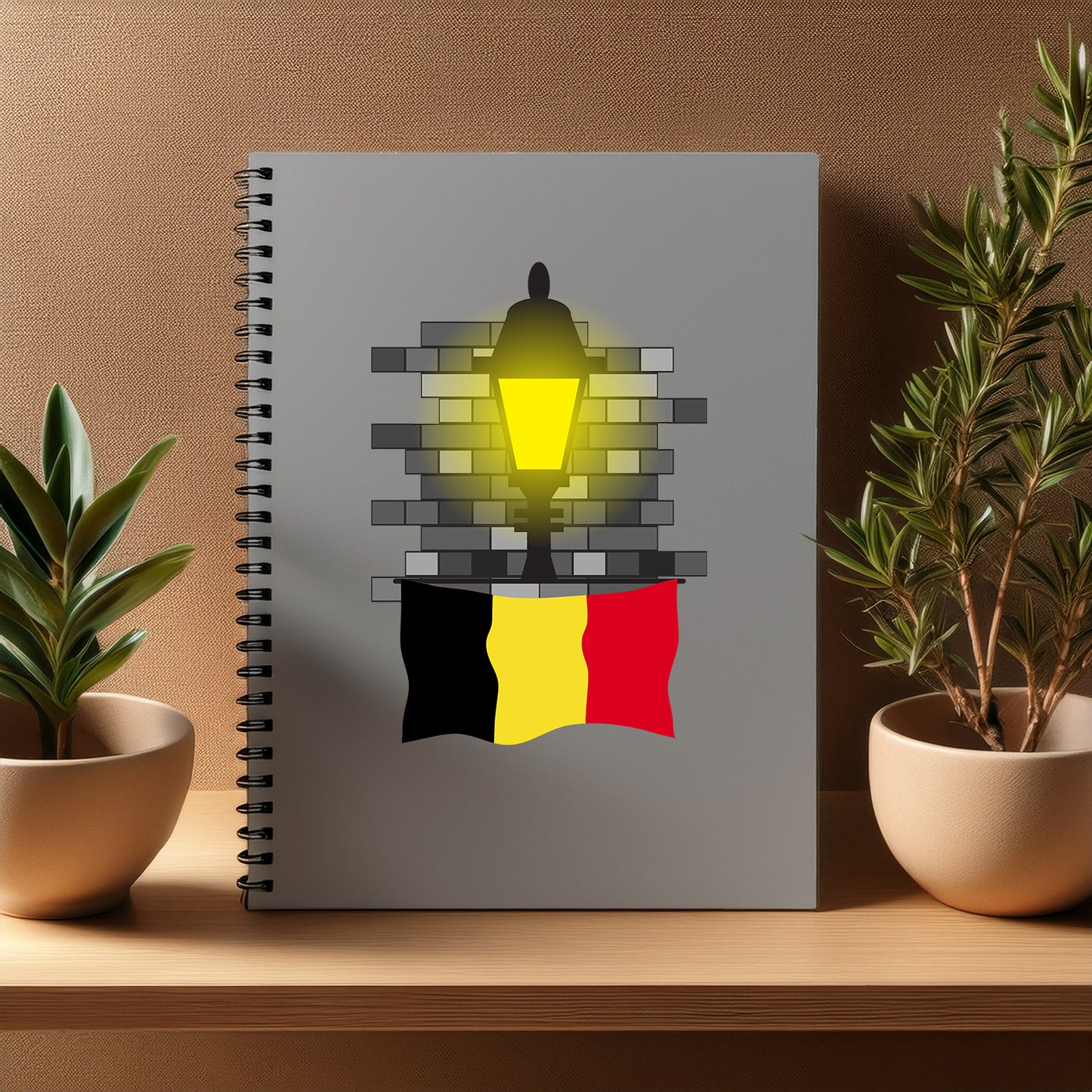Belgium  Street Lamp Bricks Notebook