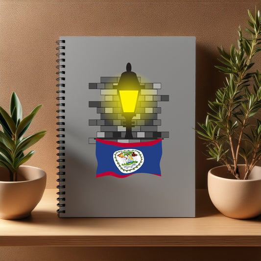 Belize  Street Lamp Bricks Notebook