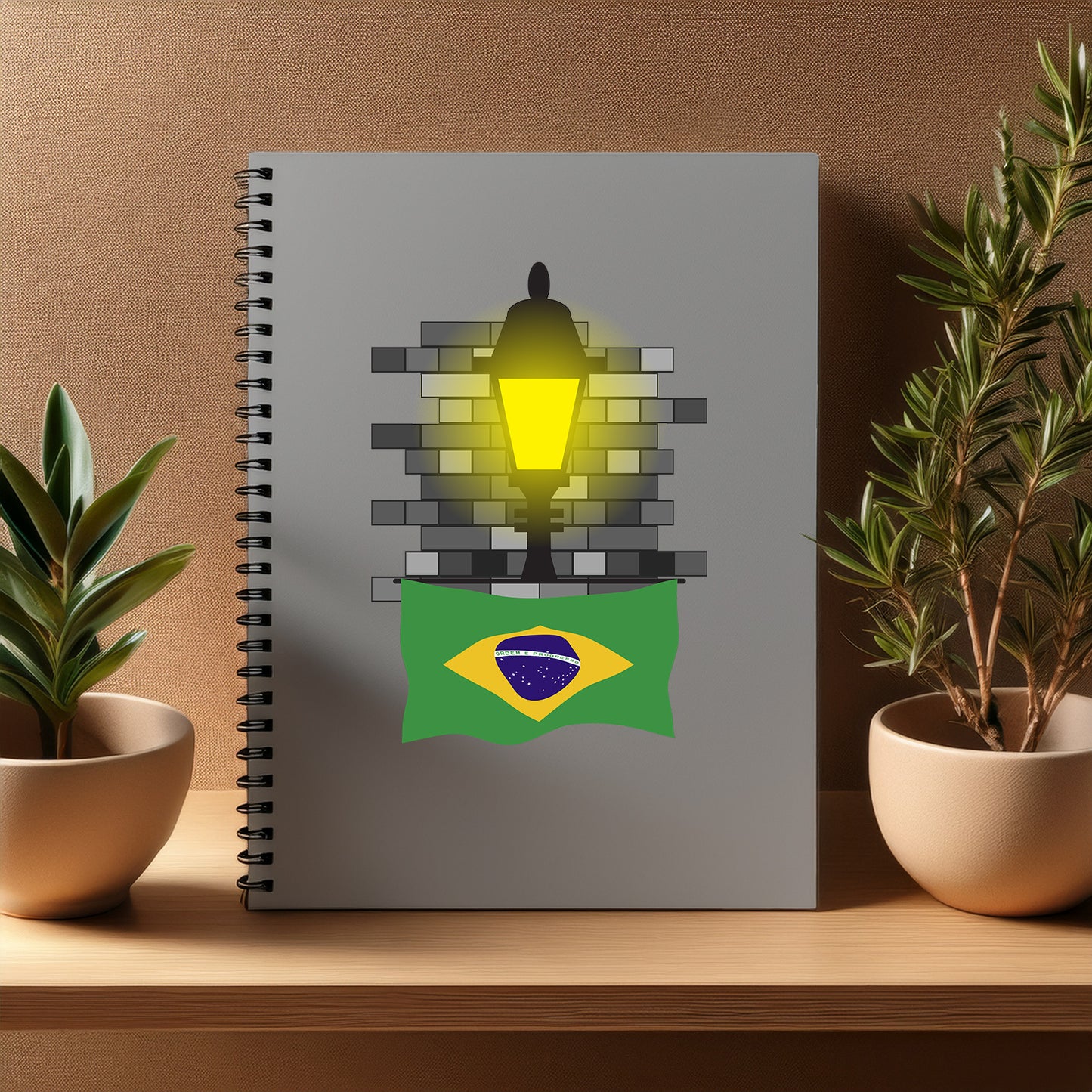 Brazil  Street Lamp Bricks Notebook