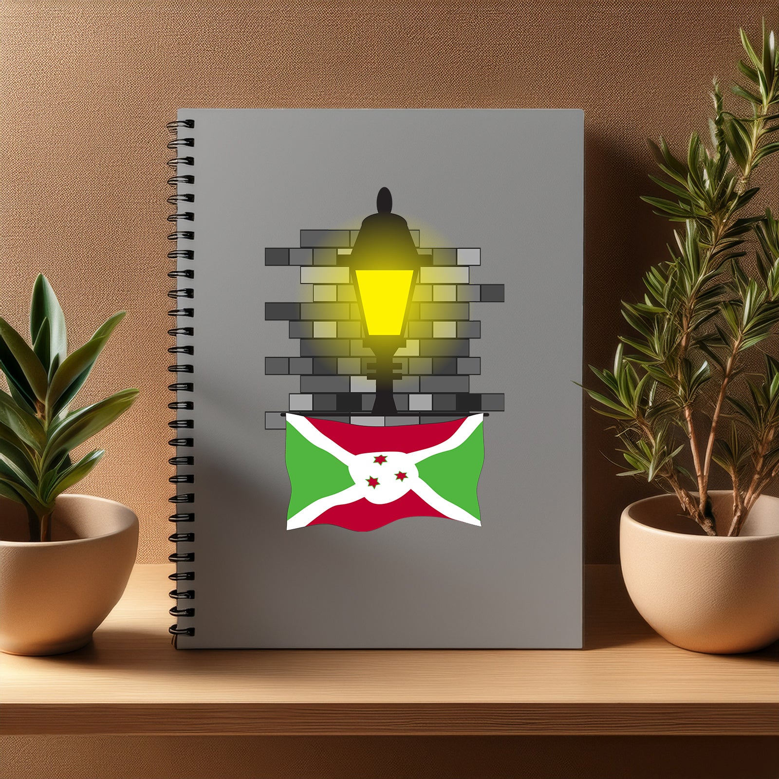 Burundi  Street Lamp Bricks Notebook