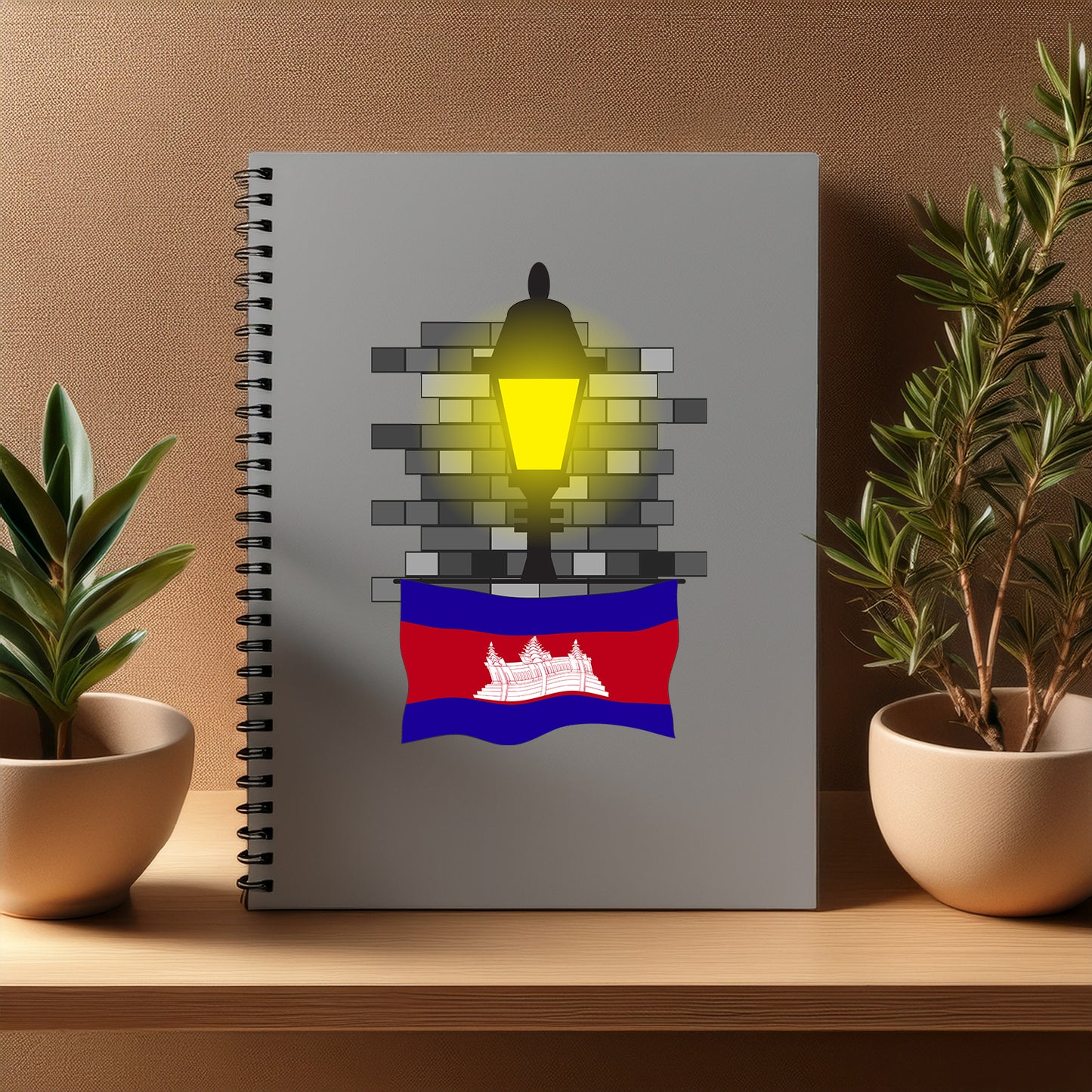Cambodia  Street Lamp Bricks Notebook