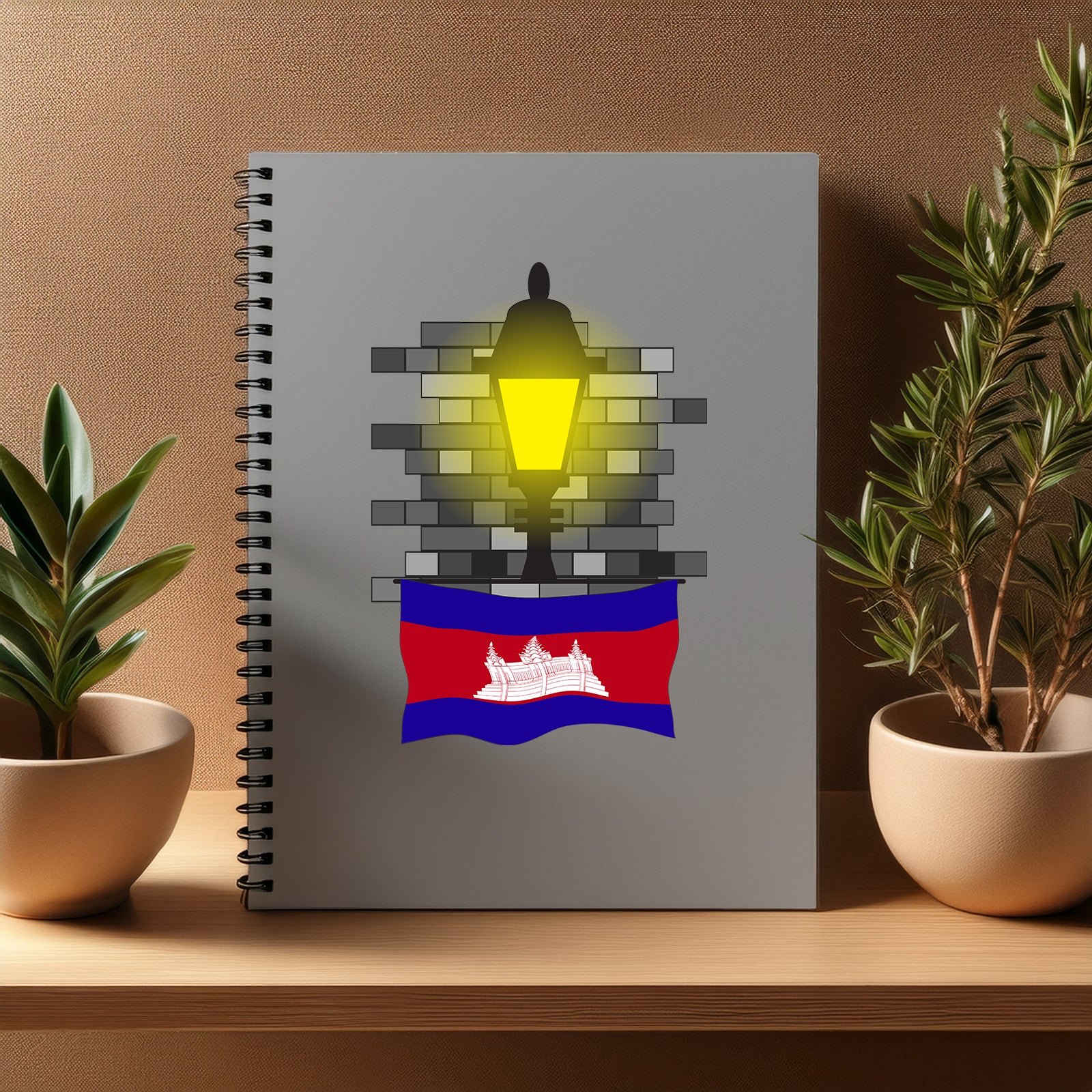 Cambodia  Street Lamp Bricks Notebook
