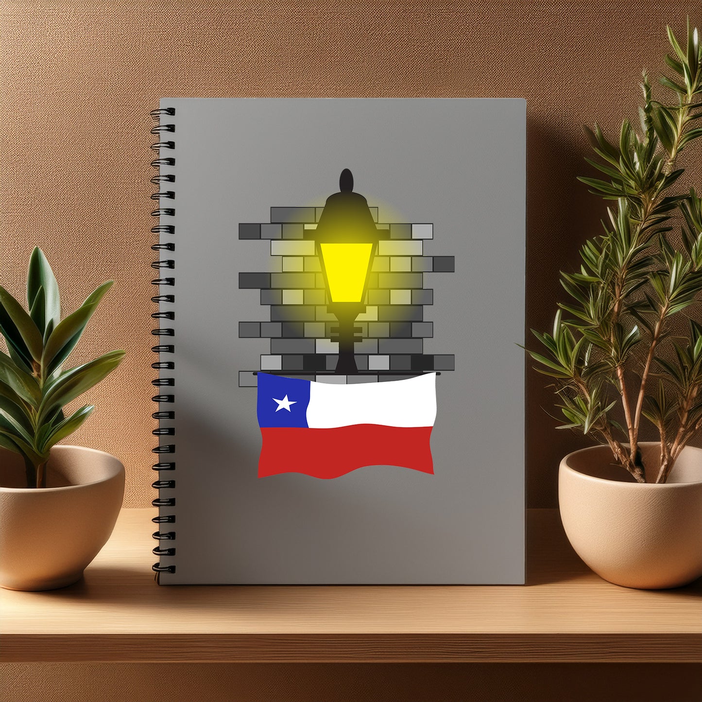 Chile  Street Lamp Bricks Notebook