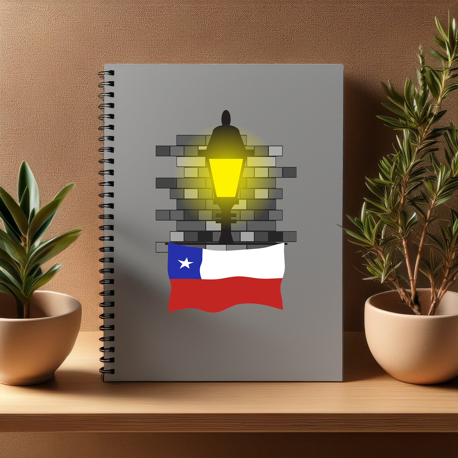 Chile  Street Lamp Bricks Notebook