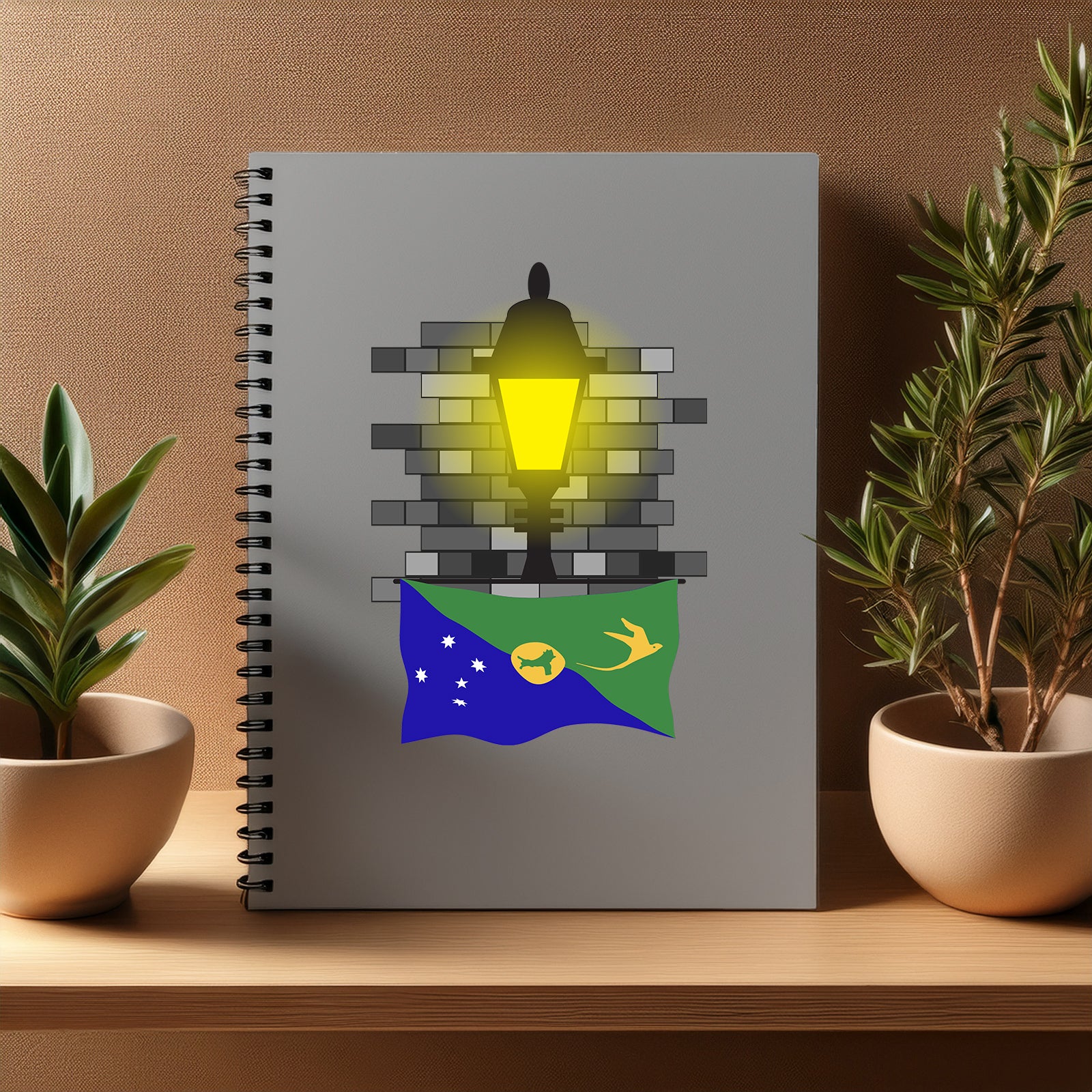 Christmas Island  Street Lamp Bricks Notebook