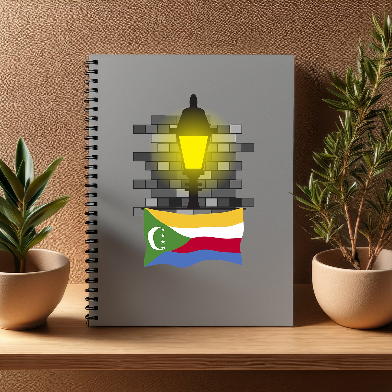 Comoros  Street Lamp Bricks Notebook