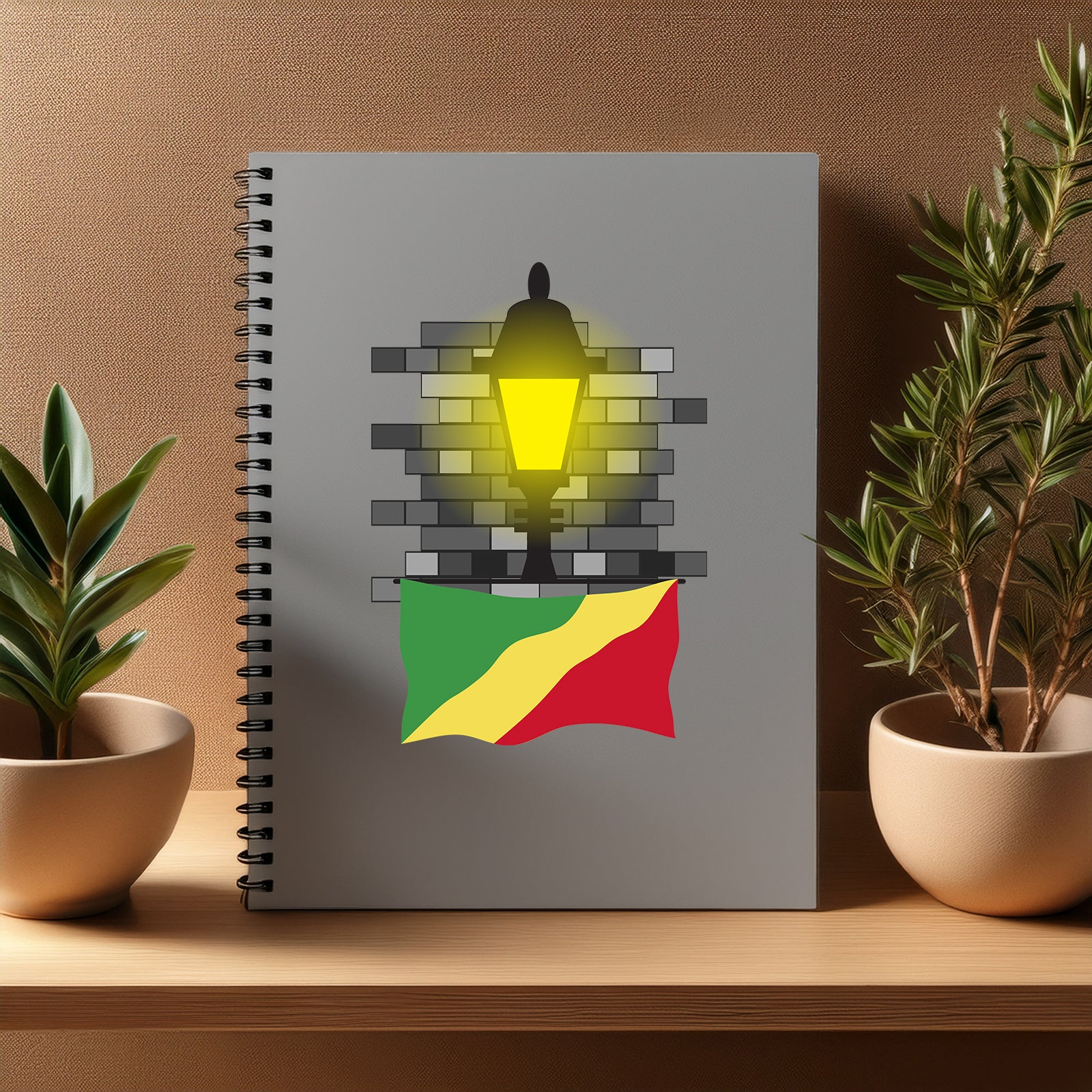 Congo Republic of the  Street Lamp Bricks Notebook