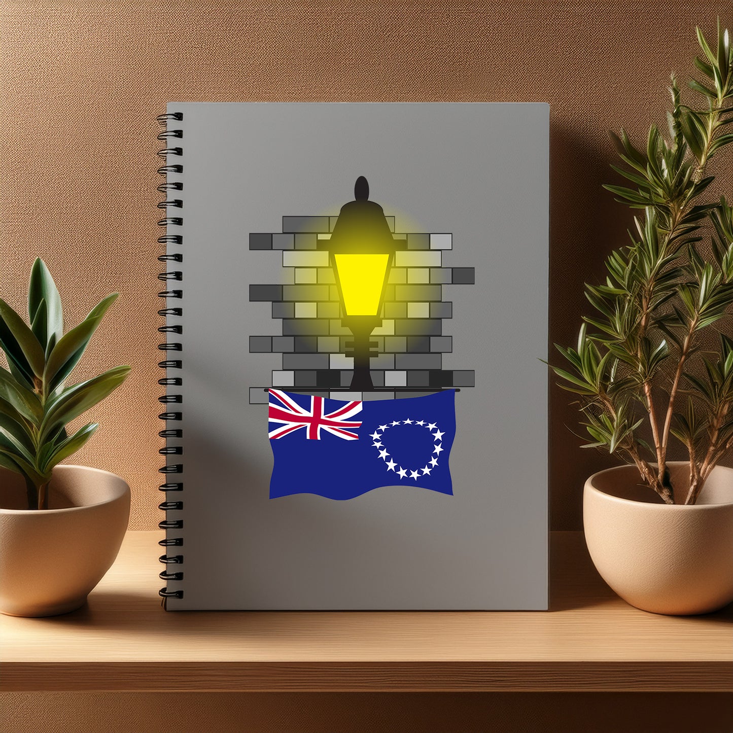 Cook Islands  Street Lamp Bricks Notebook