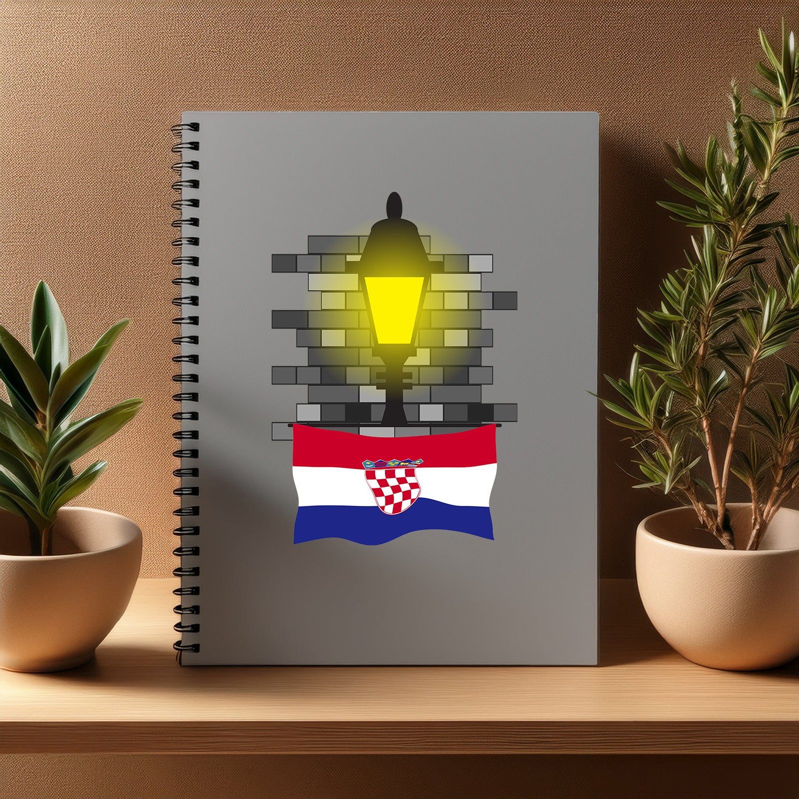 Croatia  Street Lamp Bricks Notebook