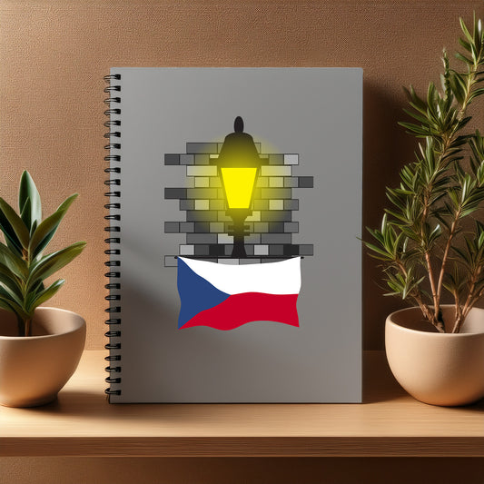 Czech Republic  Street Lamp Bricks Notebook