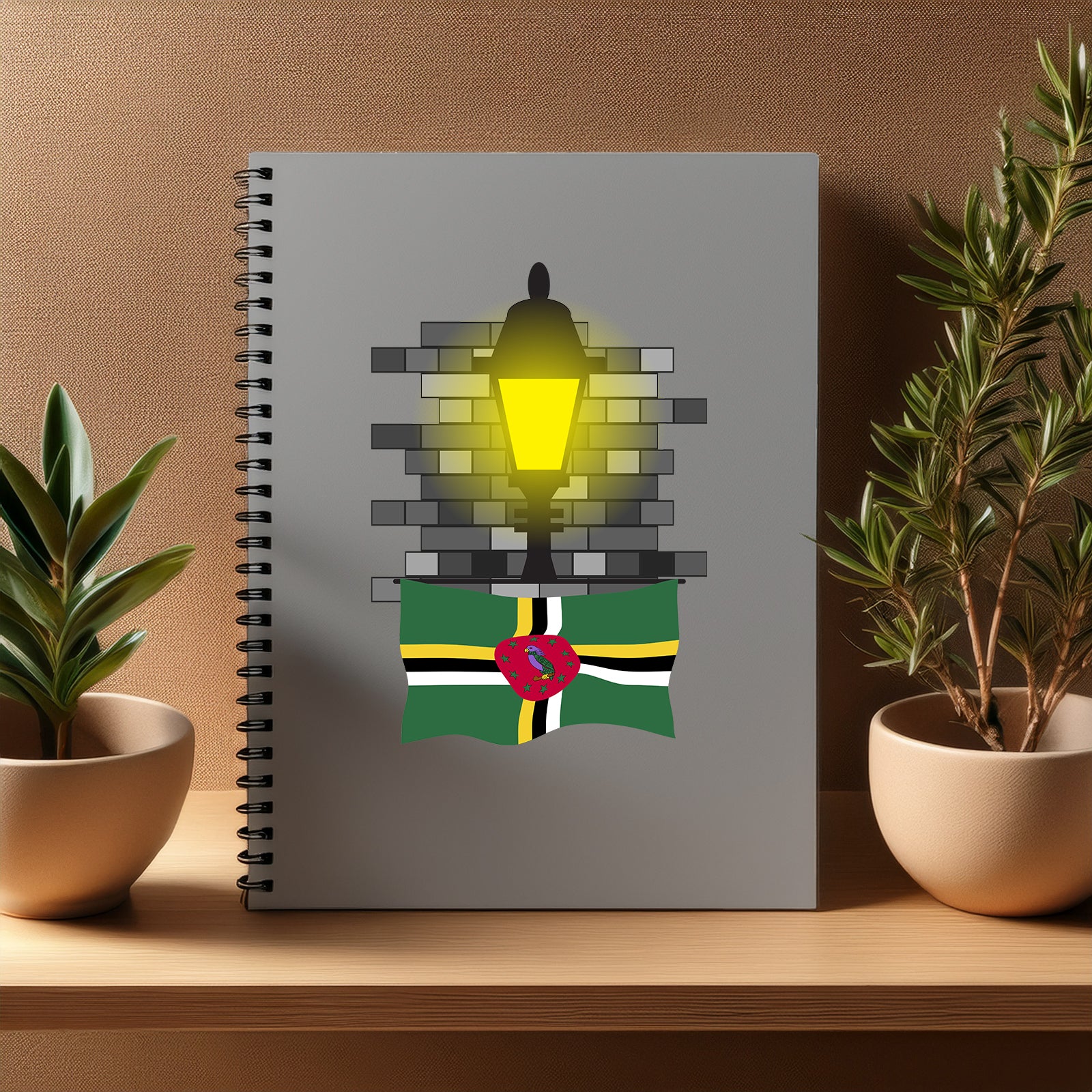 Dominica  Street Lamp Bricks Notebook