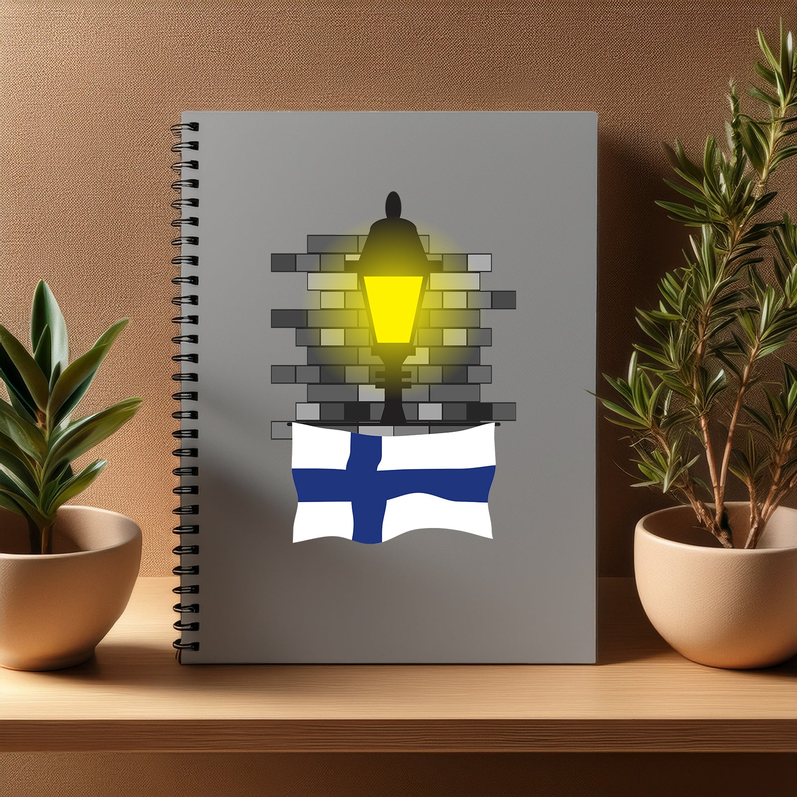 Finland  Street Lamp Bricks Notebook
