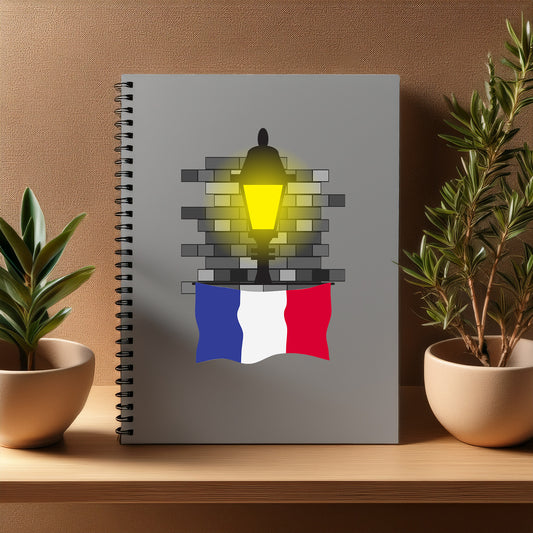 France  Street Lamp Bricks Notebook
