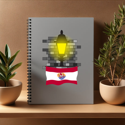 French Polynesia  Street Lamp Bricks Notebook