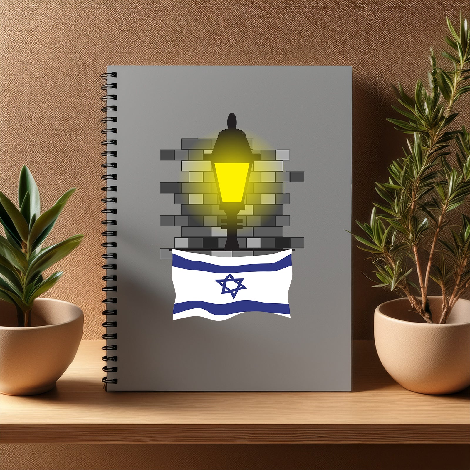 Israel  Street Lamp Bricks Notebook