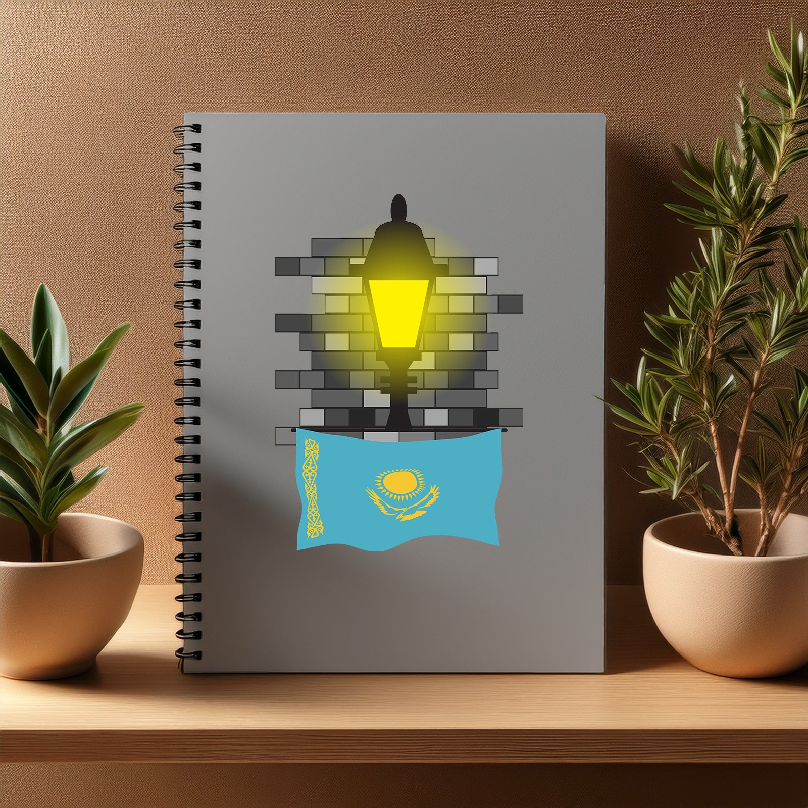 Kazakhstan  Street Lamp Bricks Notebook