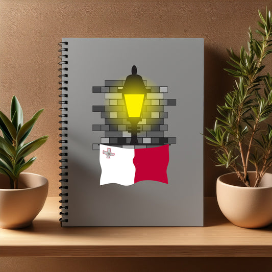 Malta  Street Lamp Bricks Notebook