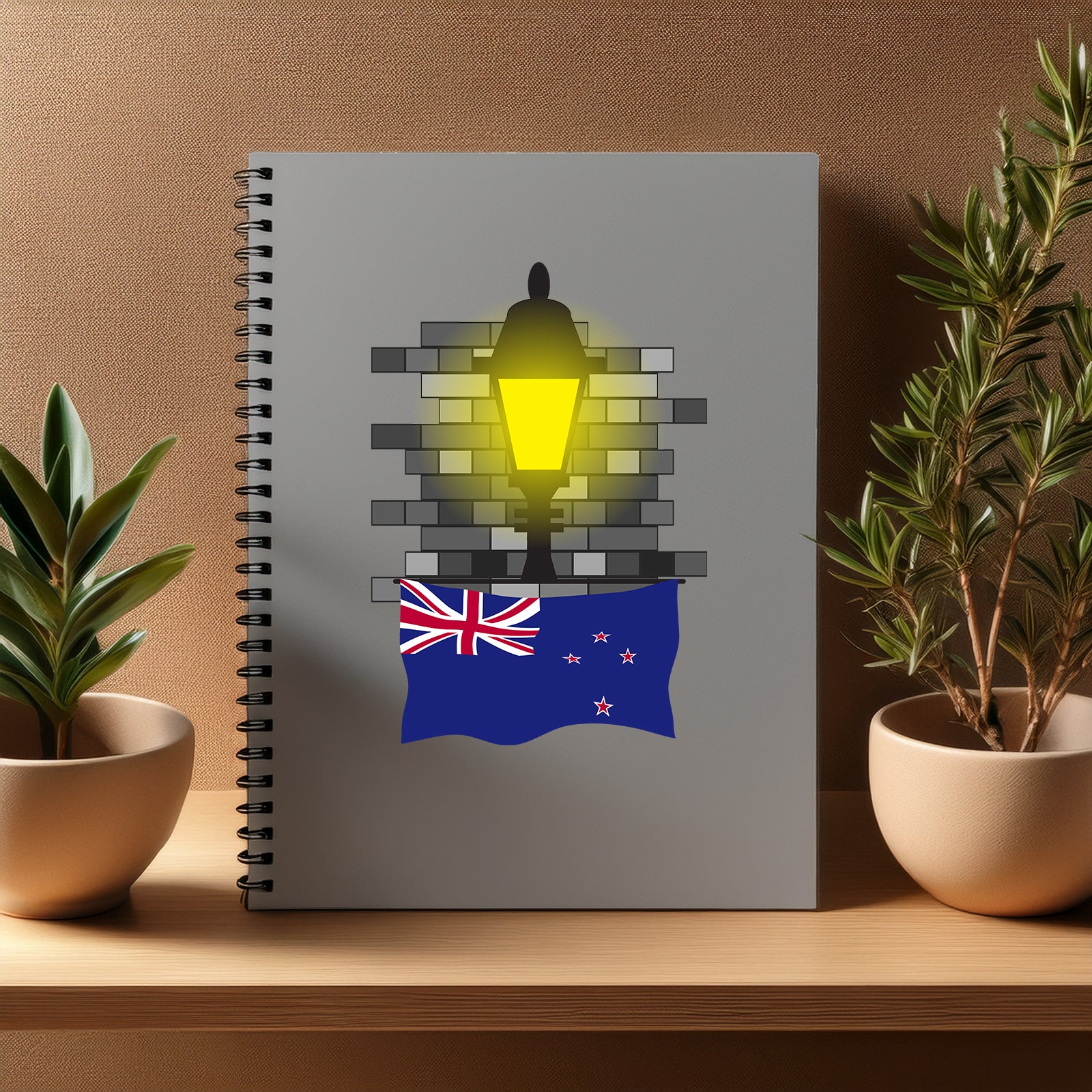 New Zealand  Street Lamp Bricks Notebook