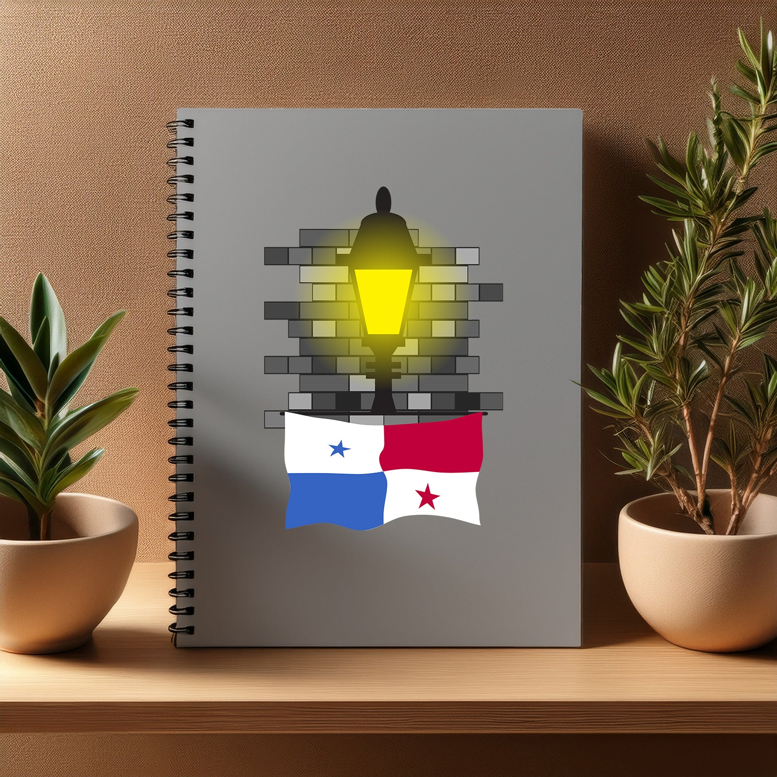 Panama  Street Lamp Bricks Notebook