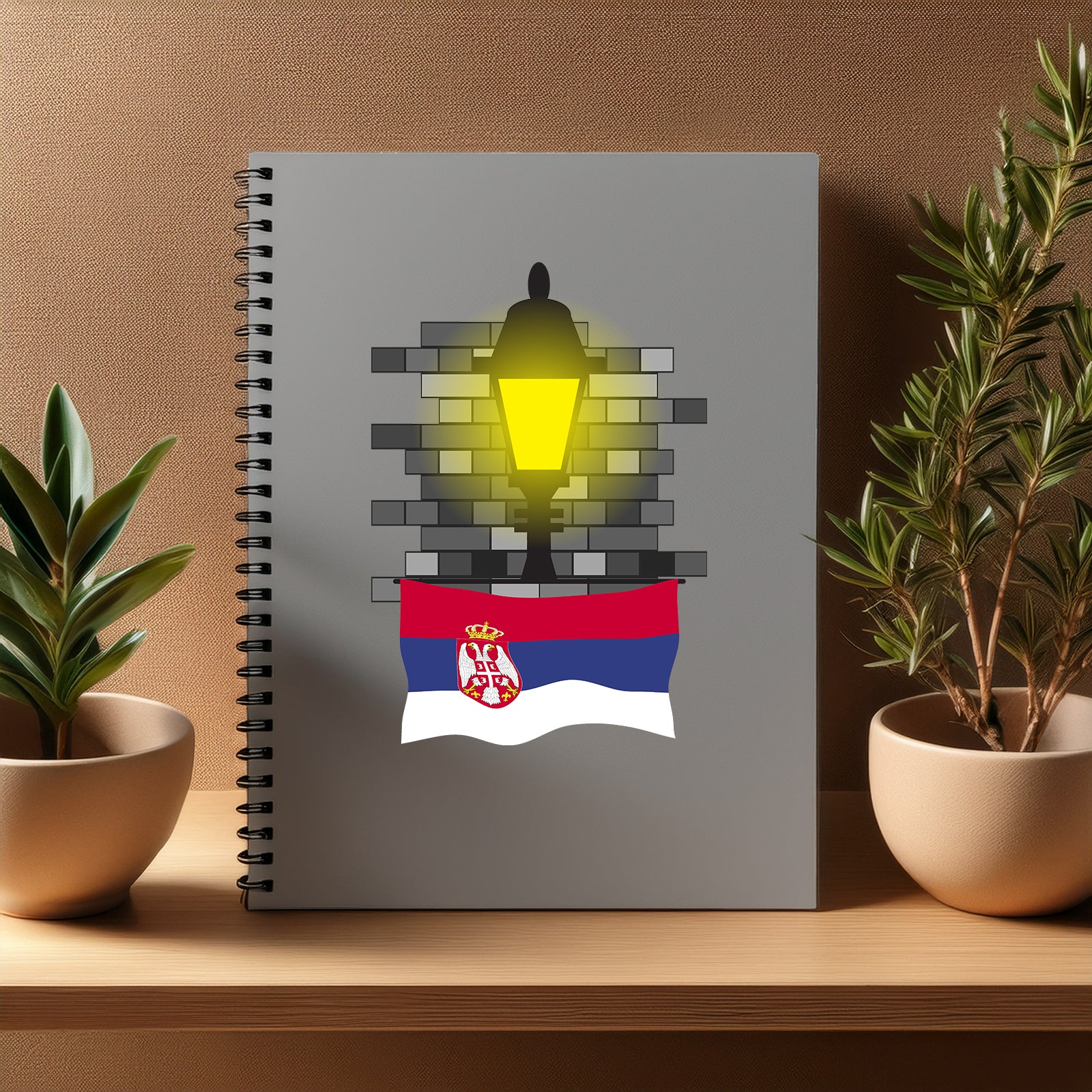 Serbia  Street Lamp Bricks Notebook