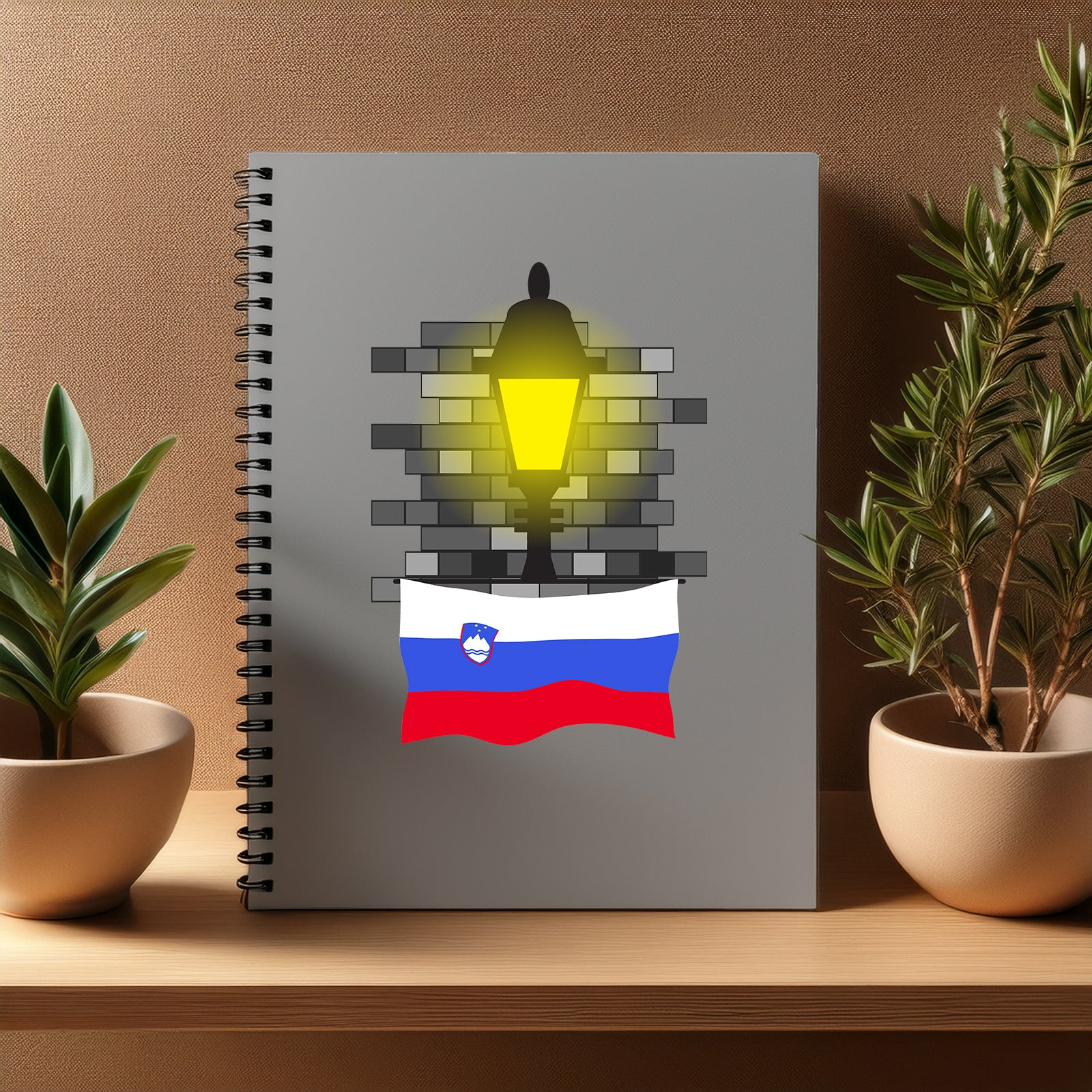 Slovenia  Street Lamp Bricks Notebook