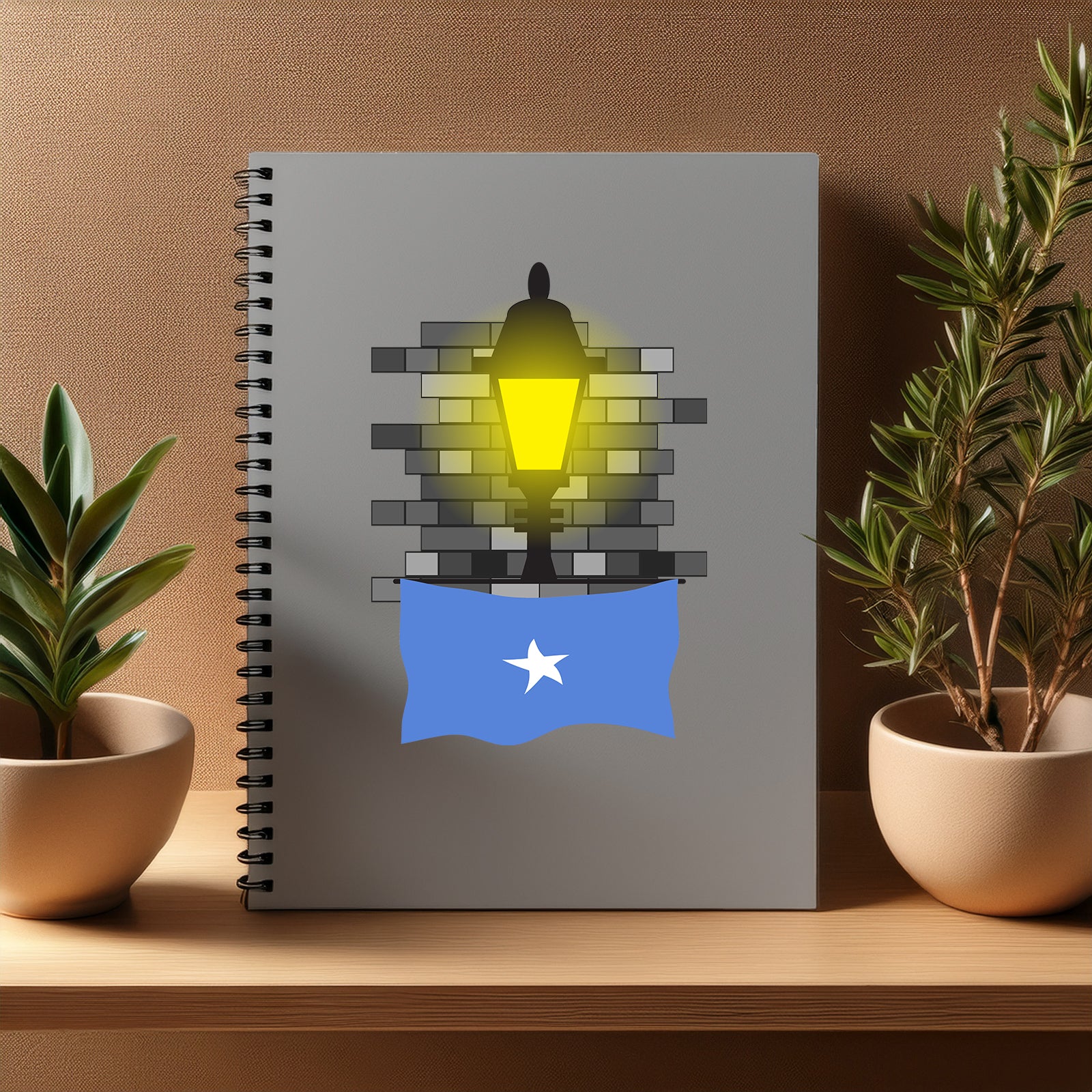 Somalia  Street Lamp Bricks Notebook