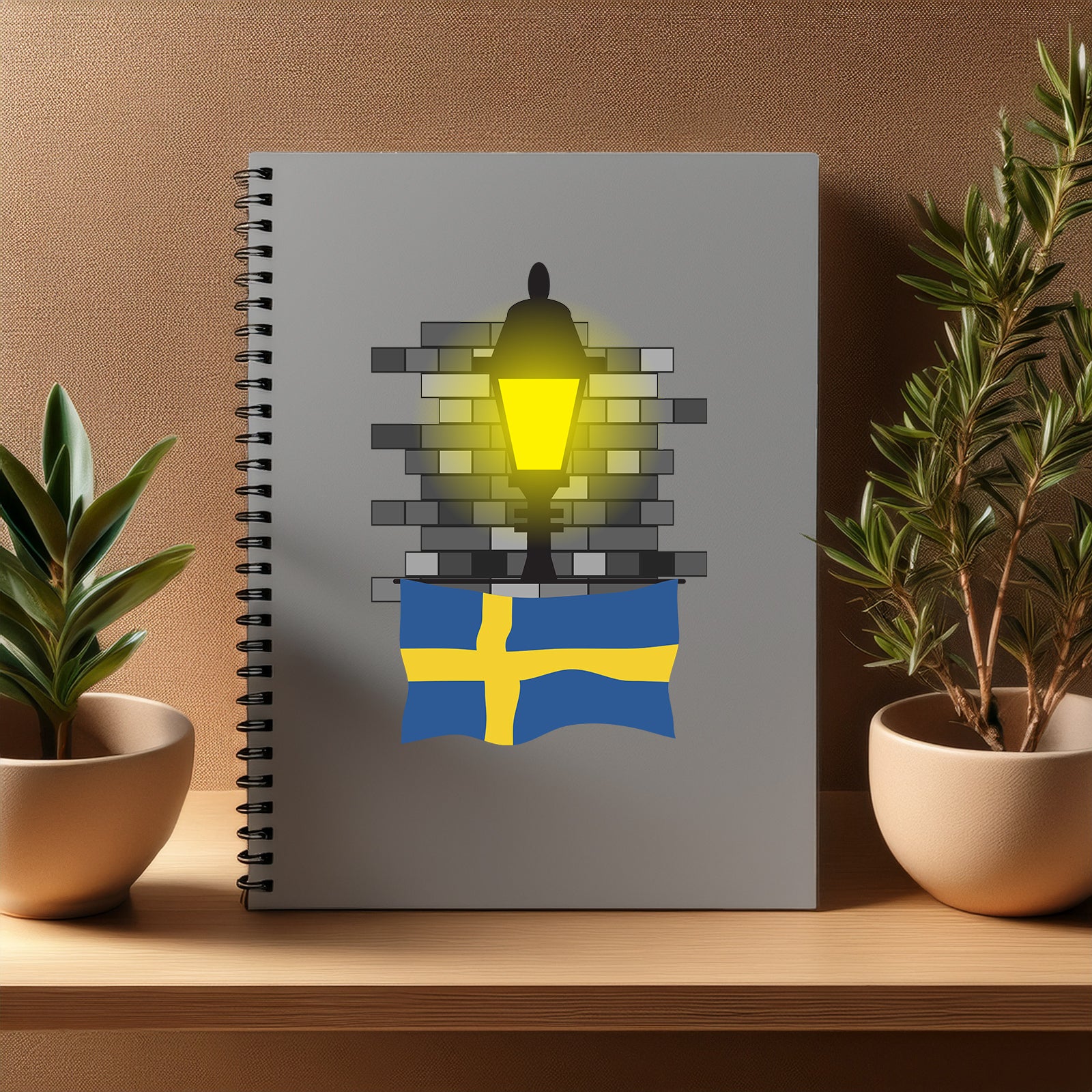 Sweden  Street Lamp Bricks Notebook