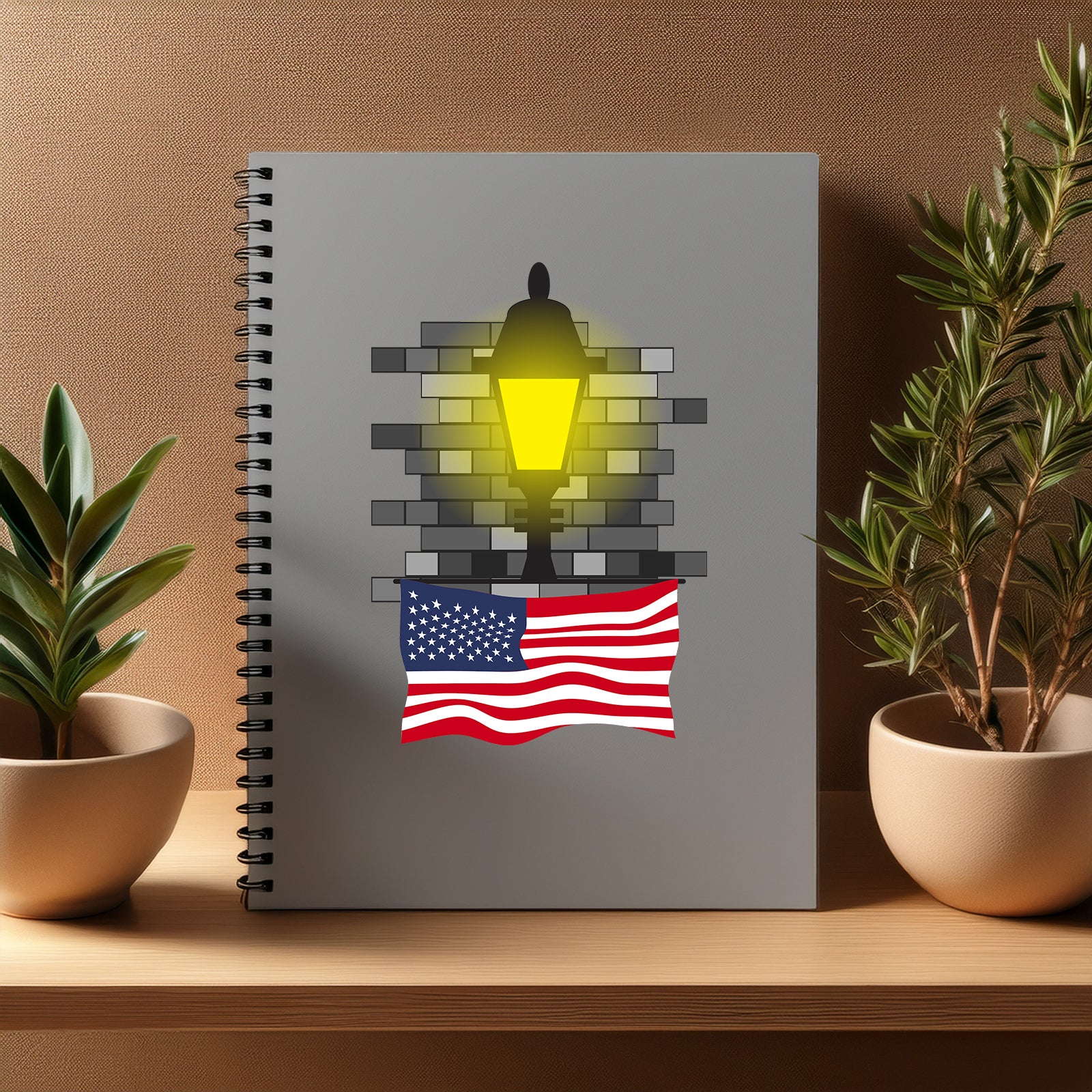 USA  Street Lamp Bricks Notebook