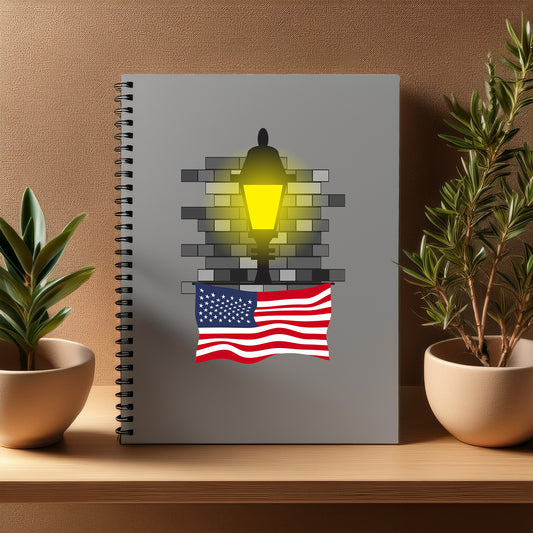 USA  Street Lamp Bricks Notebook