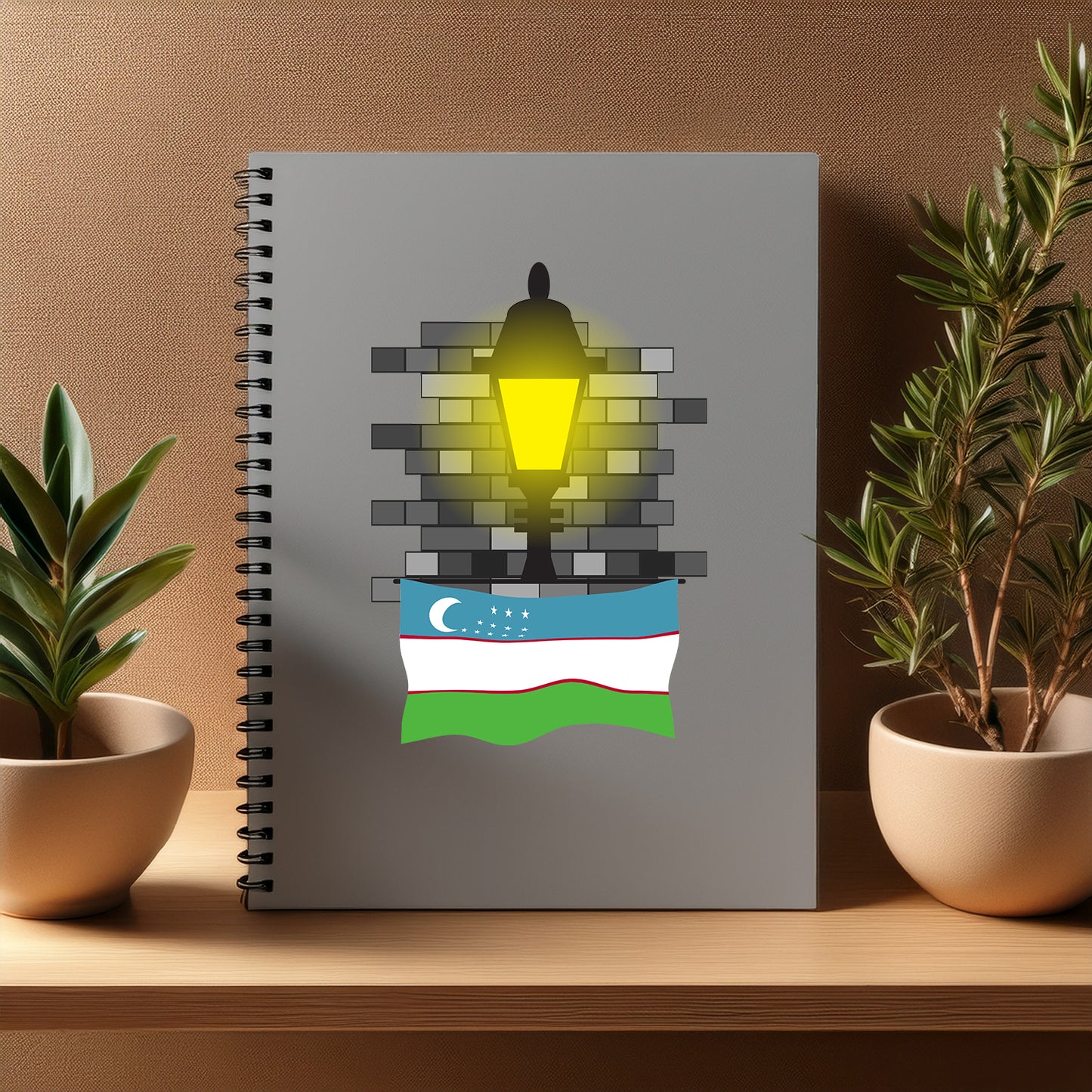 Uzbekistan  Street Lamp Bricks Notebook