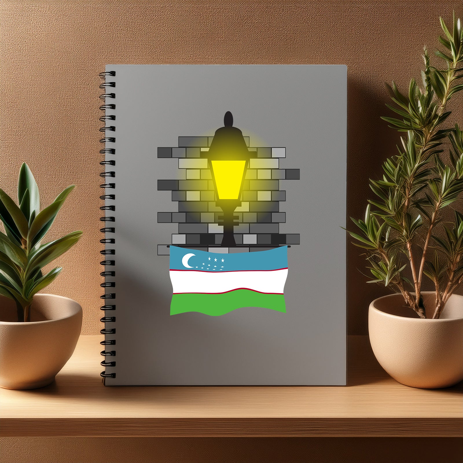 Uzbekistan  Street Lamp Bricks Notebook