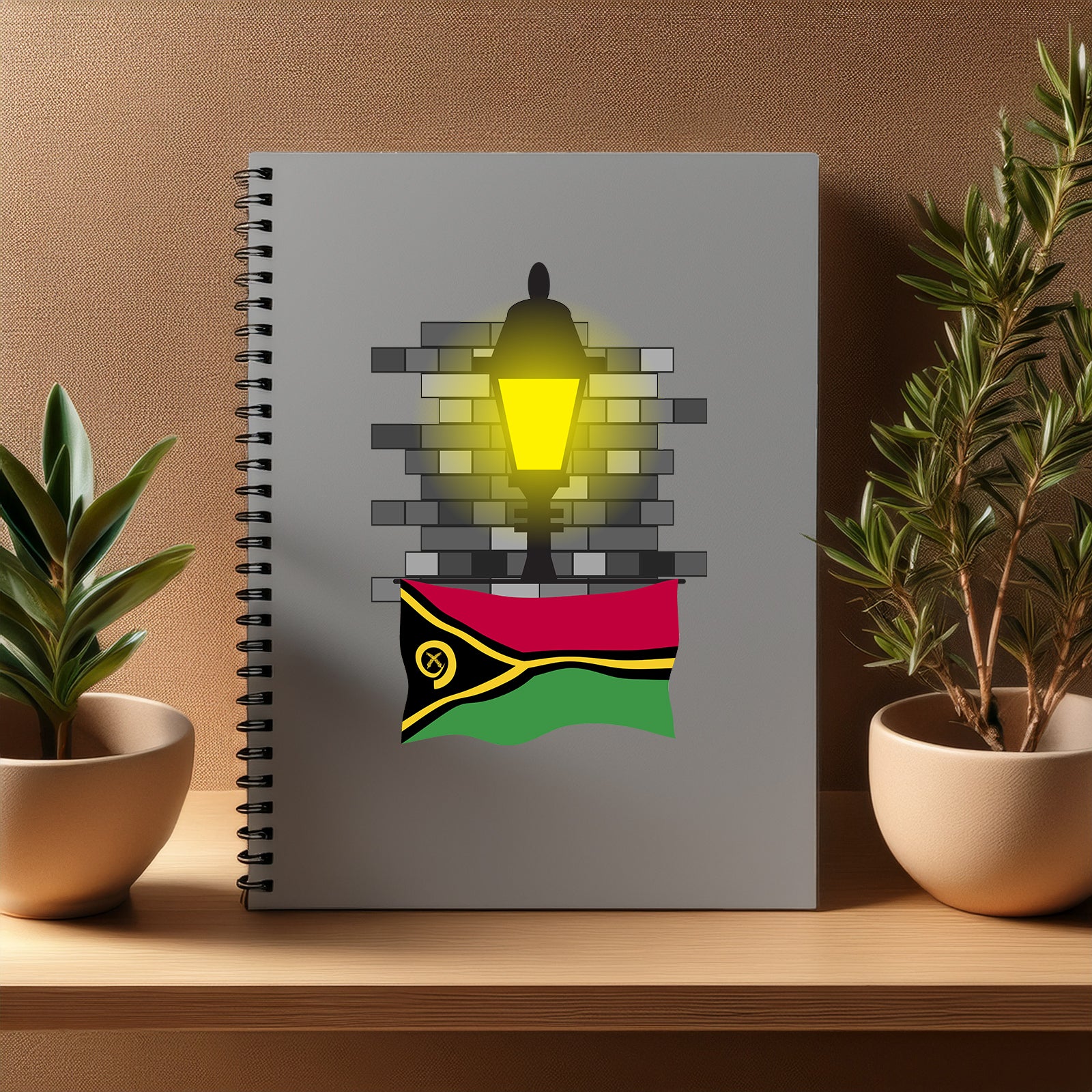 Vanuatu  Street Lamp Bricks Notebook