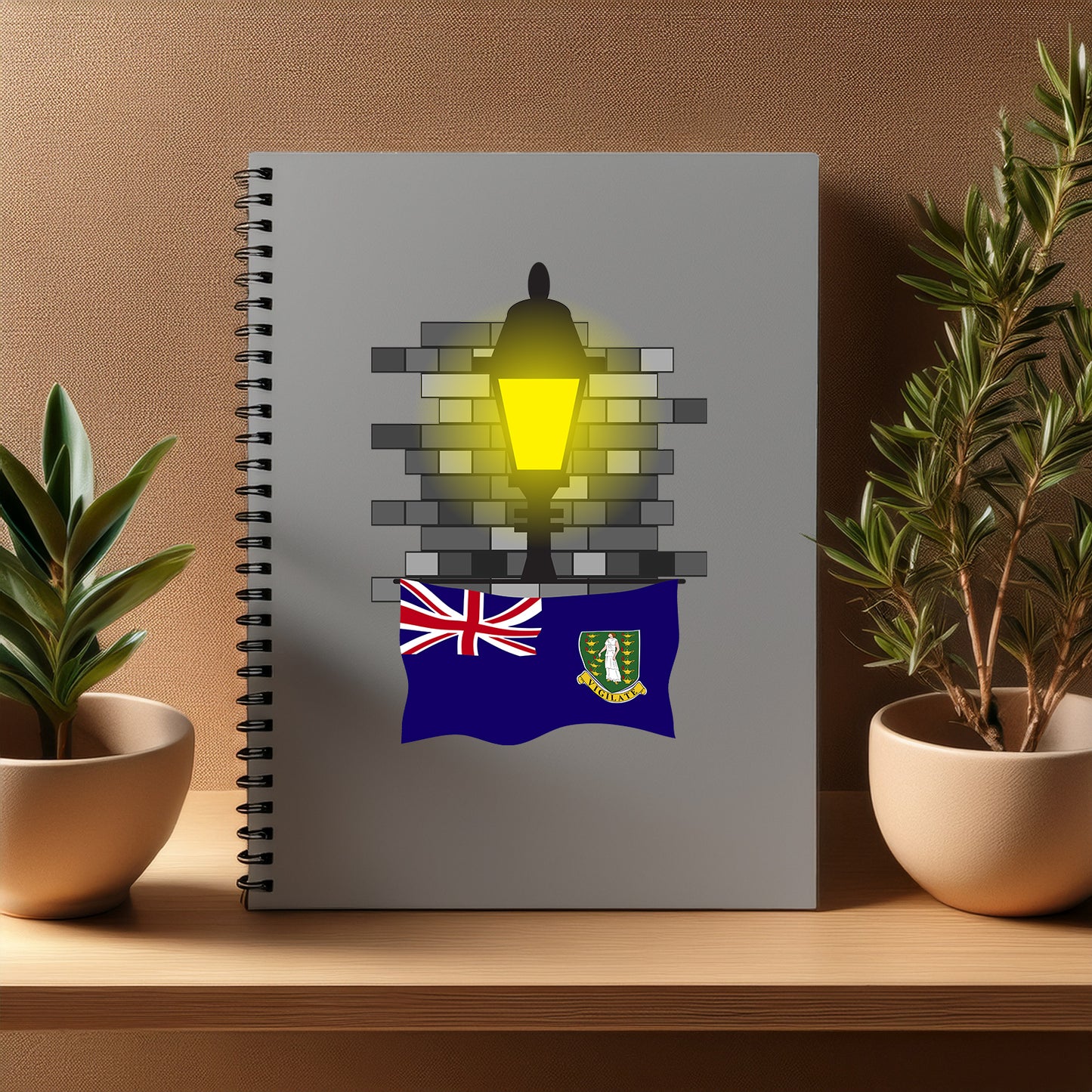 Virgin Islands UK  Street Lamp Bricks Notebook
