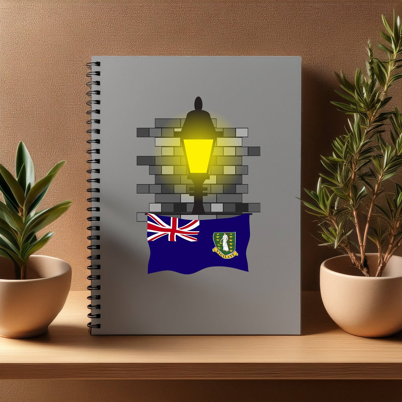 Virgin Islands UK  Street Lamp Bricks Notebook
