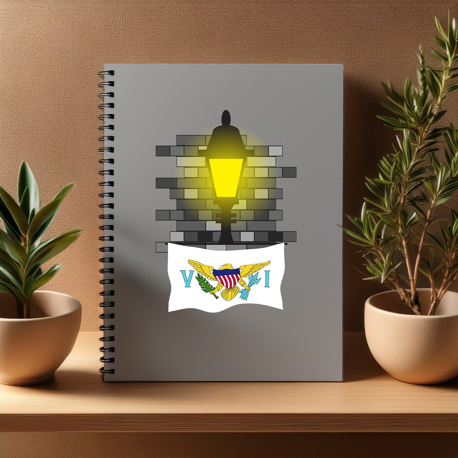 Virgin Islands US  Street Lamp Bricks Notebook